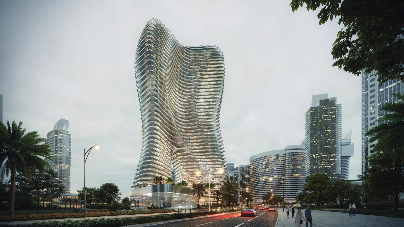 Bugatti Residences над каналом. Визуализация Binghatti