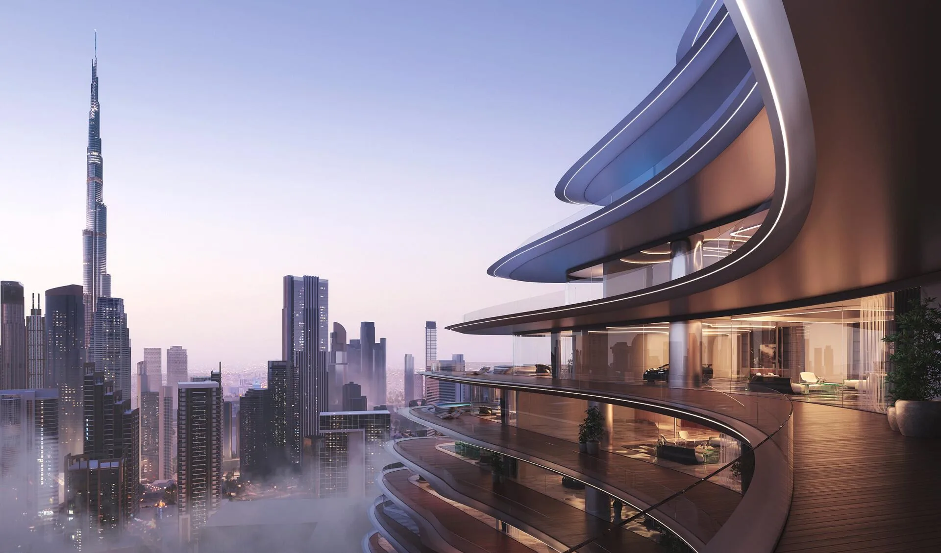 Терраса Bugatti Residences с видом на Бурдж-Халифу