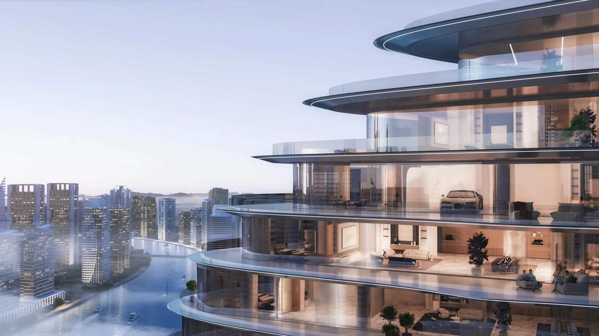 Террасы резиденций Bugatti Residences с бассейнами