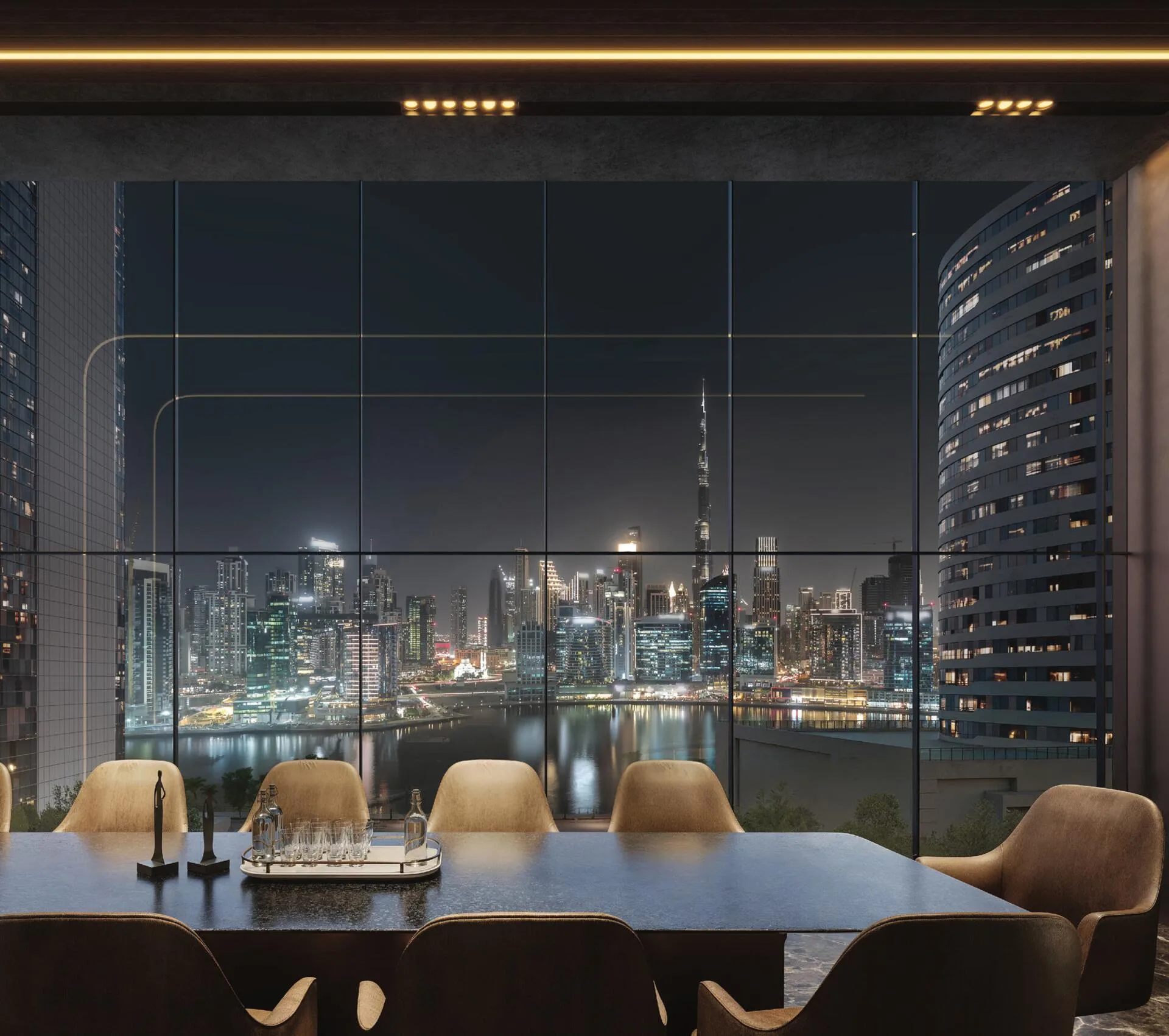 Переговорная Executive Collection с видом на ночной Даунтаун