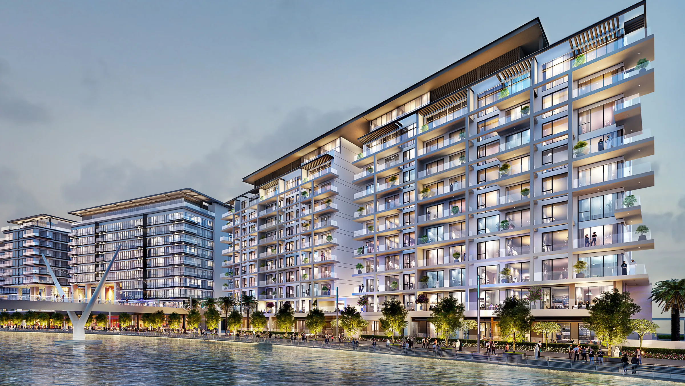 Дом Canal Front Residences у пешеходного моста