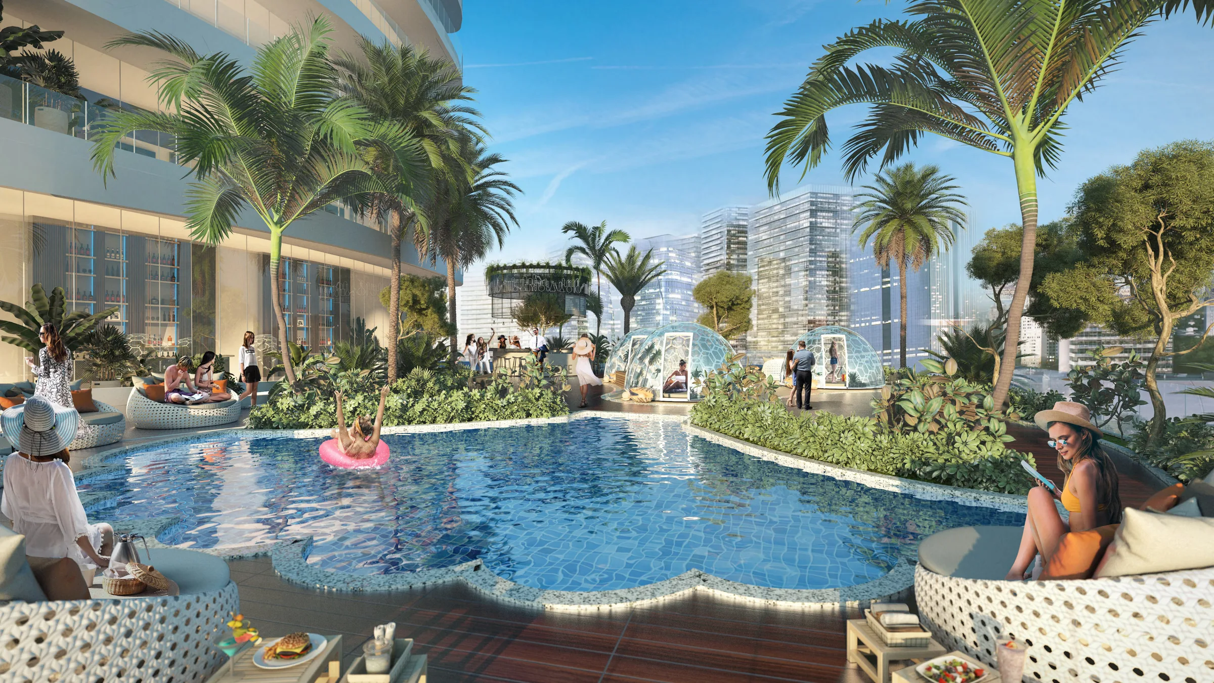 Бассейн в форме раковины на подиуме Canal Heights