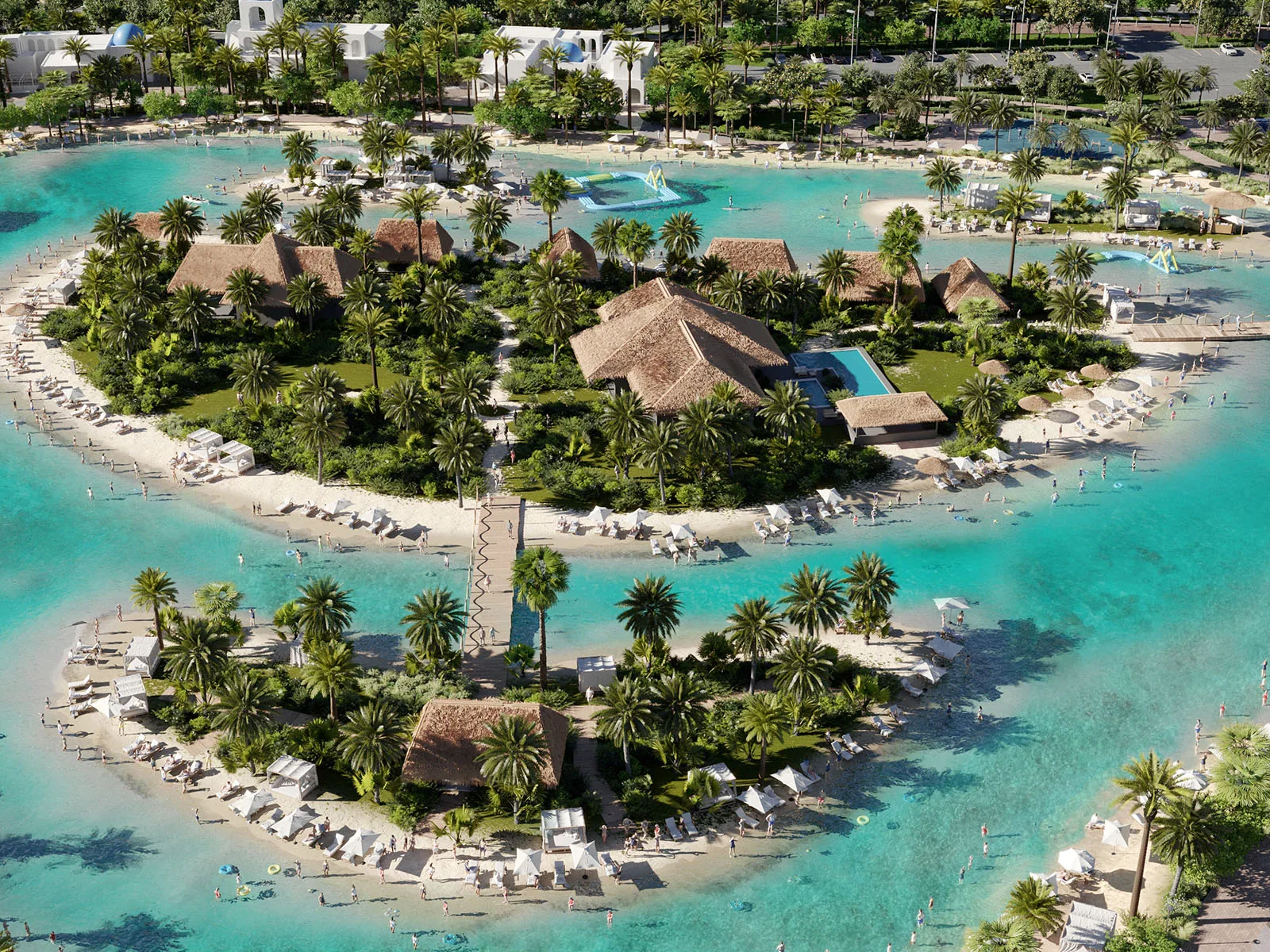 Визуализация: остров с пальмами посреди лагуны DAMAC Lagoons