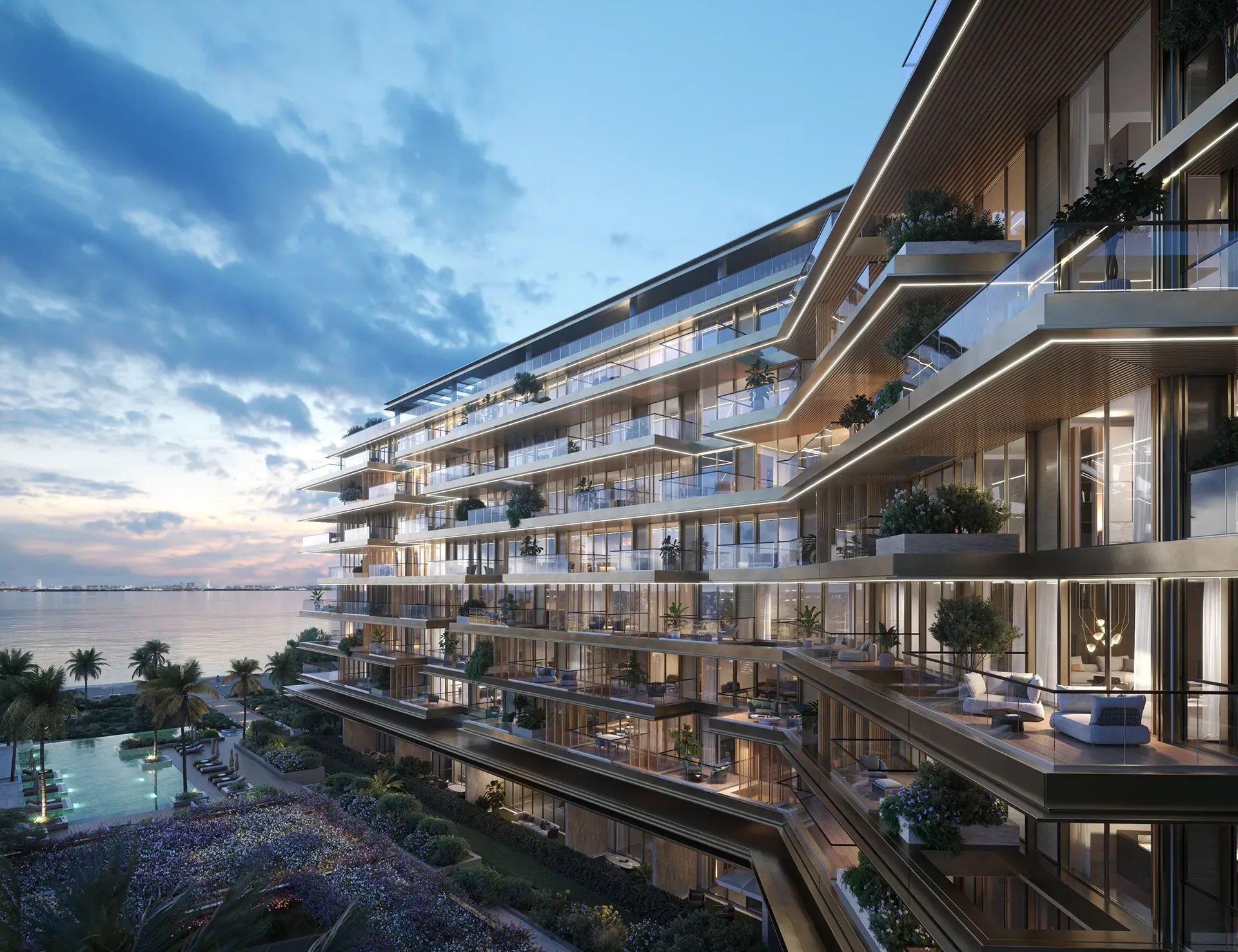 Визуализация: террасы Cheval Residences над морем