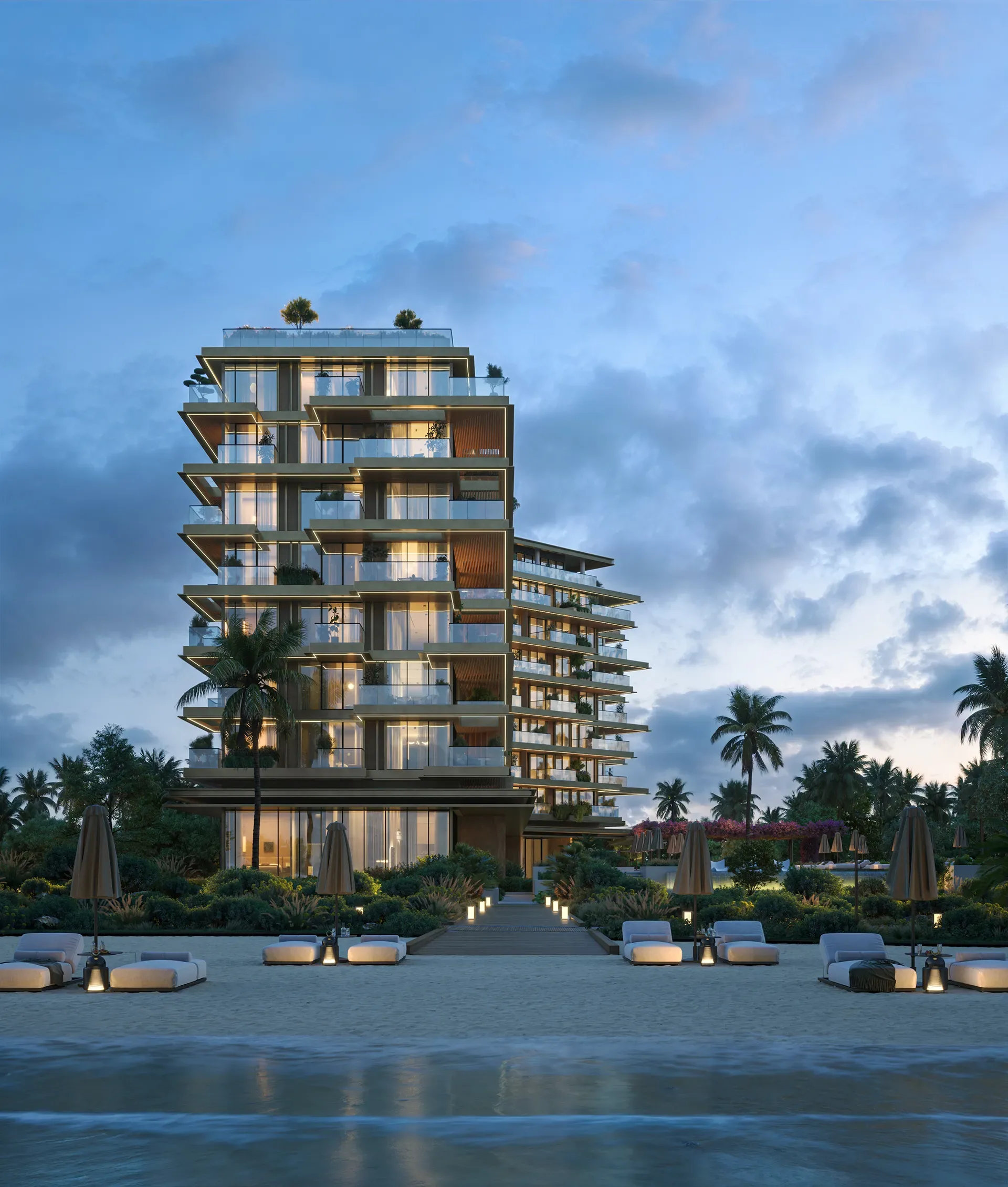 Визуализация: дом Cheval Residences со стороны пляжа