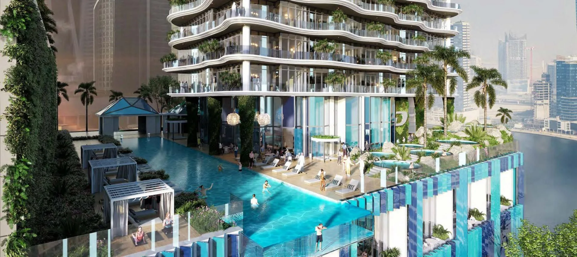 Длинный бассейн и кабаны на подиуме Chic Tower