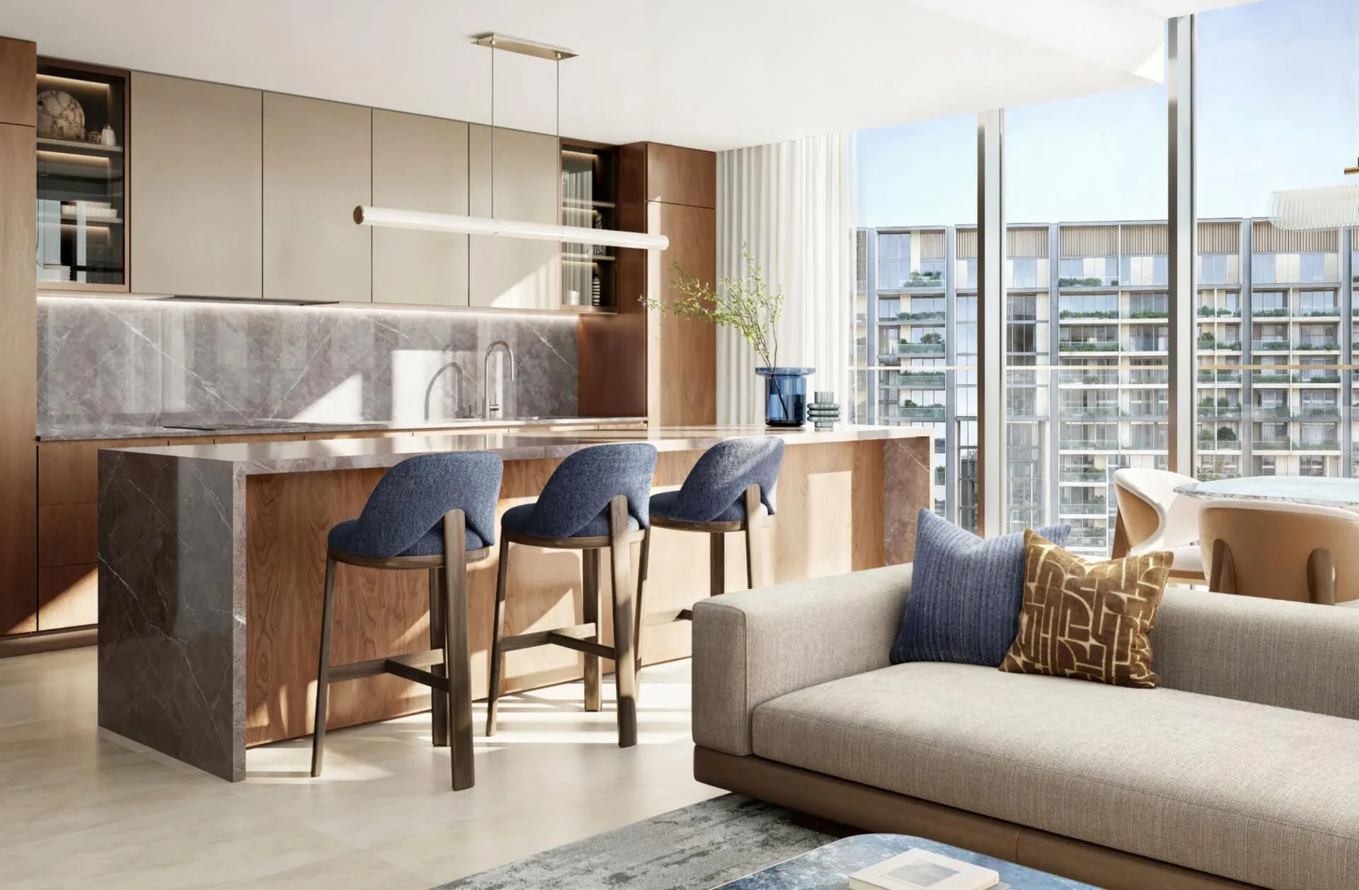 Кухня с островом в квартире Crestlane 5