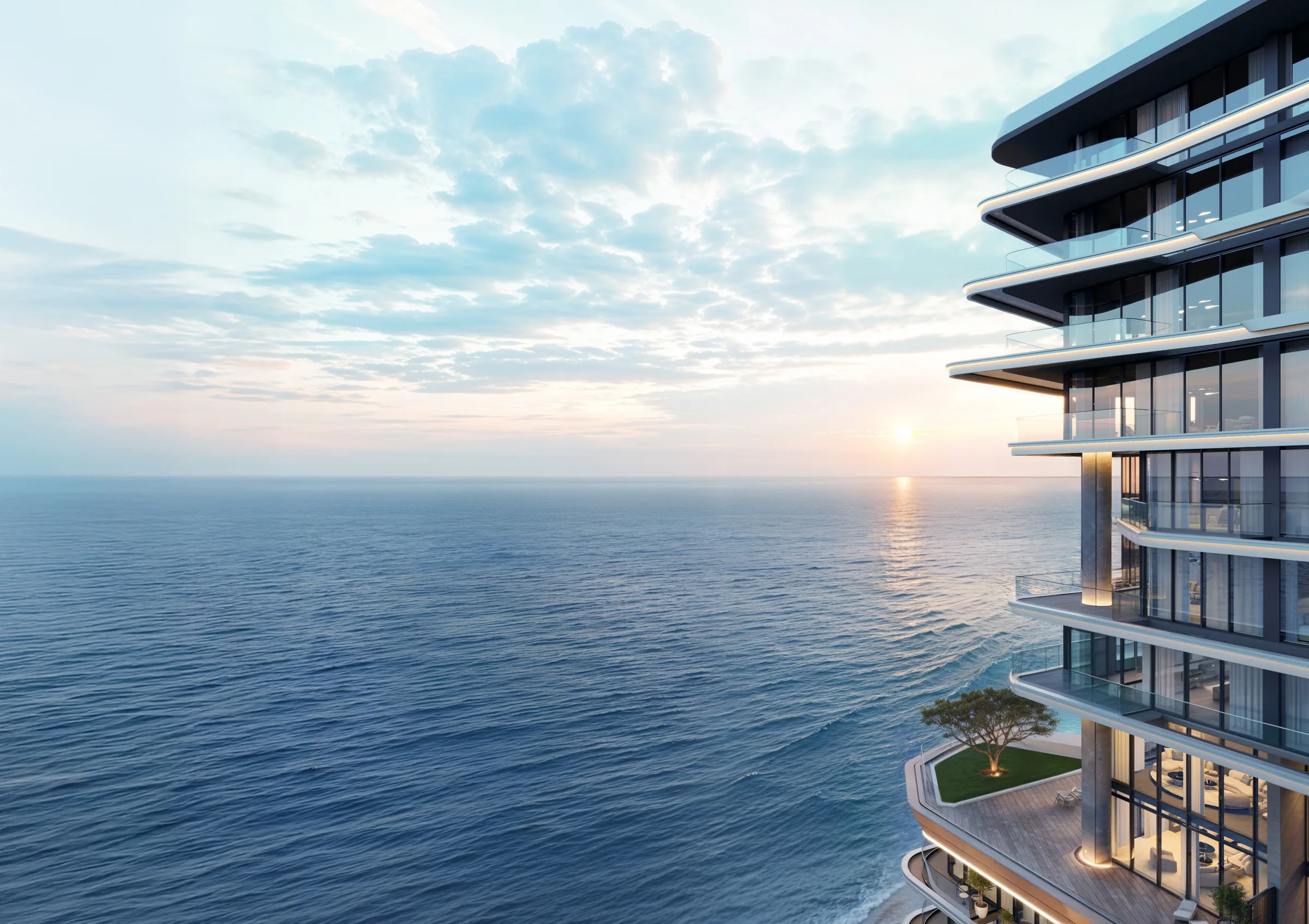 Вид на море с террасы Costa Mare на закате