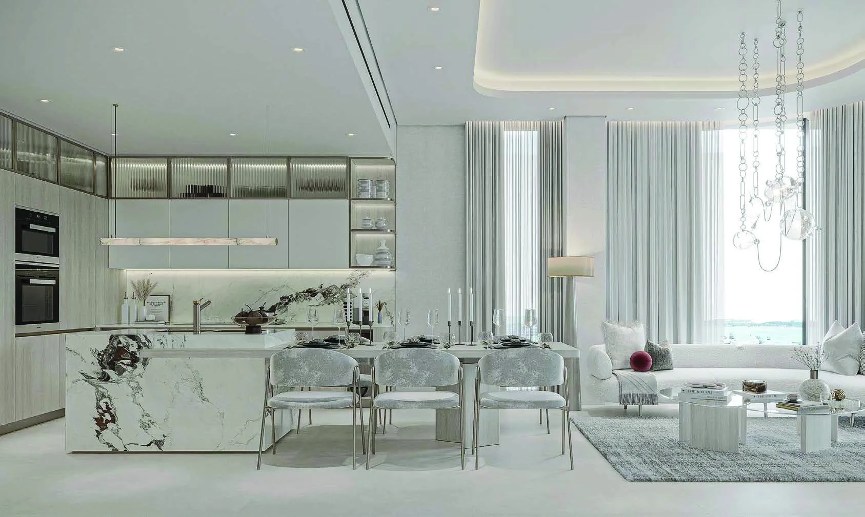 Кухня со столовой в квартире Côtier House 2