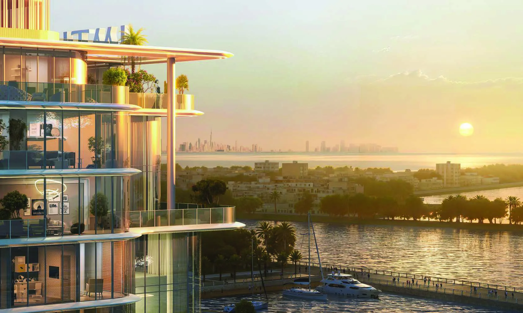 Côtier House 2 над мариной Dubai Islands на закате
