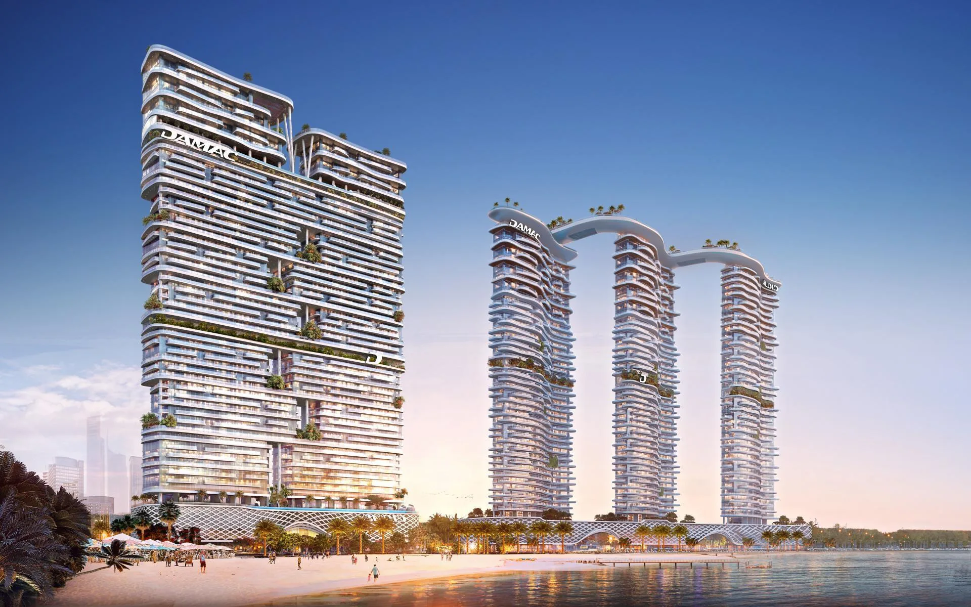 Башни DAMAC Bay 2 над пляжем