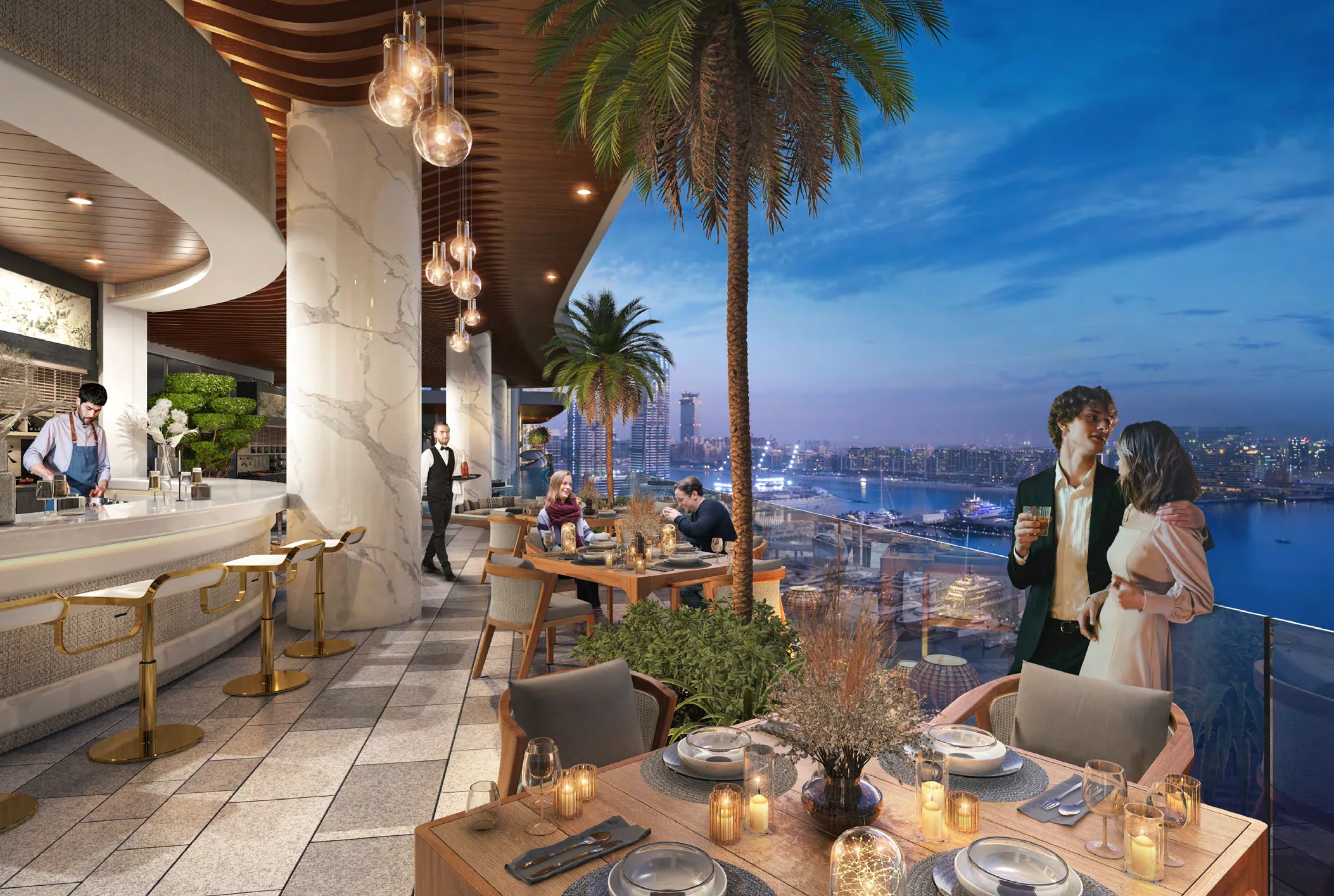 Место для ужина в DAMAC Bay 2