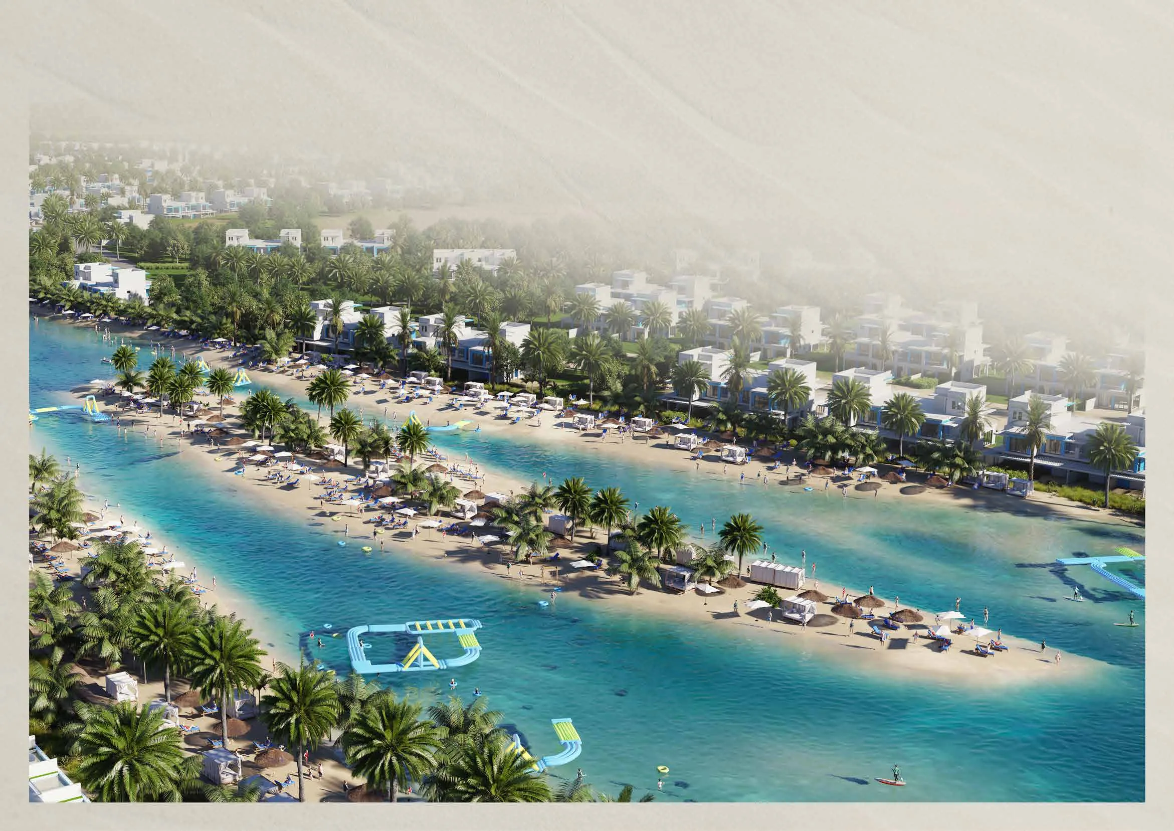 Лагуны и пляжи квартала Damac Lagoons с высоты