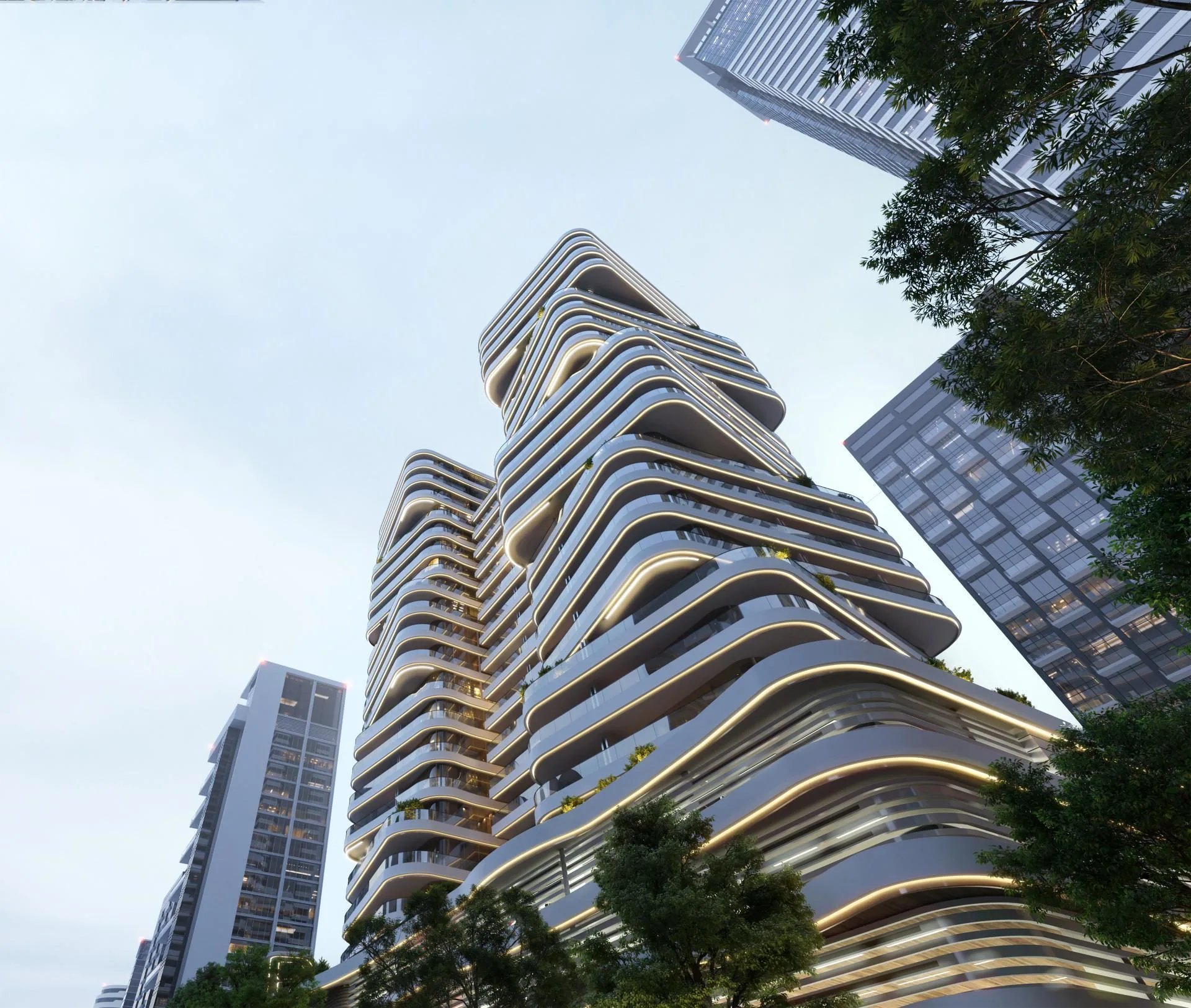 DG1 среди соседних башен Business Bay