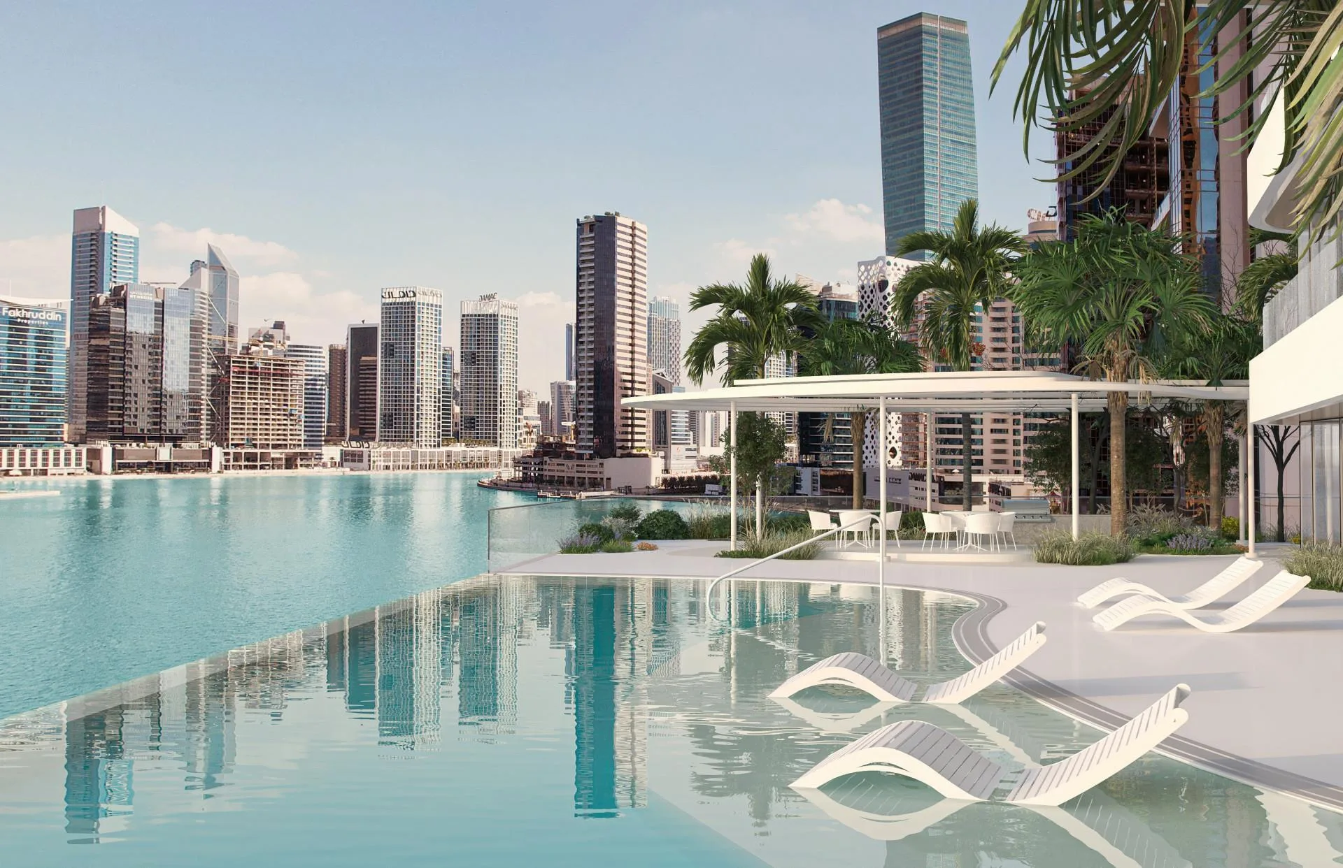 Бассейн инфинити DG1 над Dubai Canal