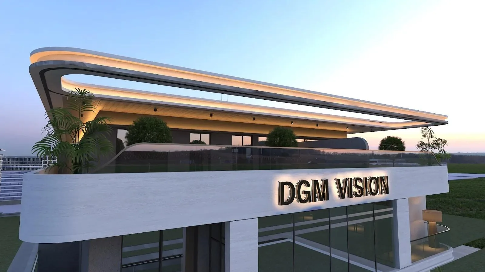 Подсвеченный козырёк над жилой крышей DGM Vision