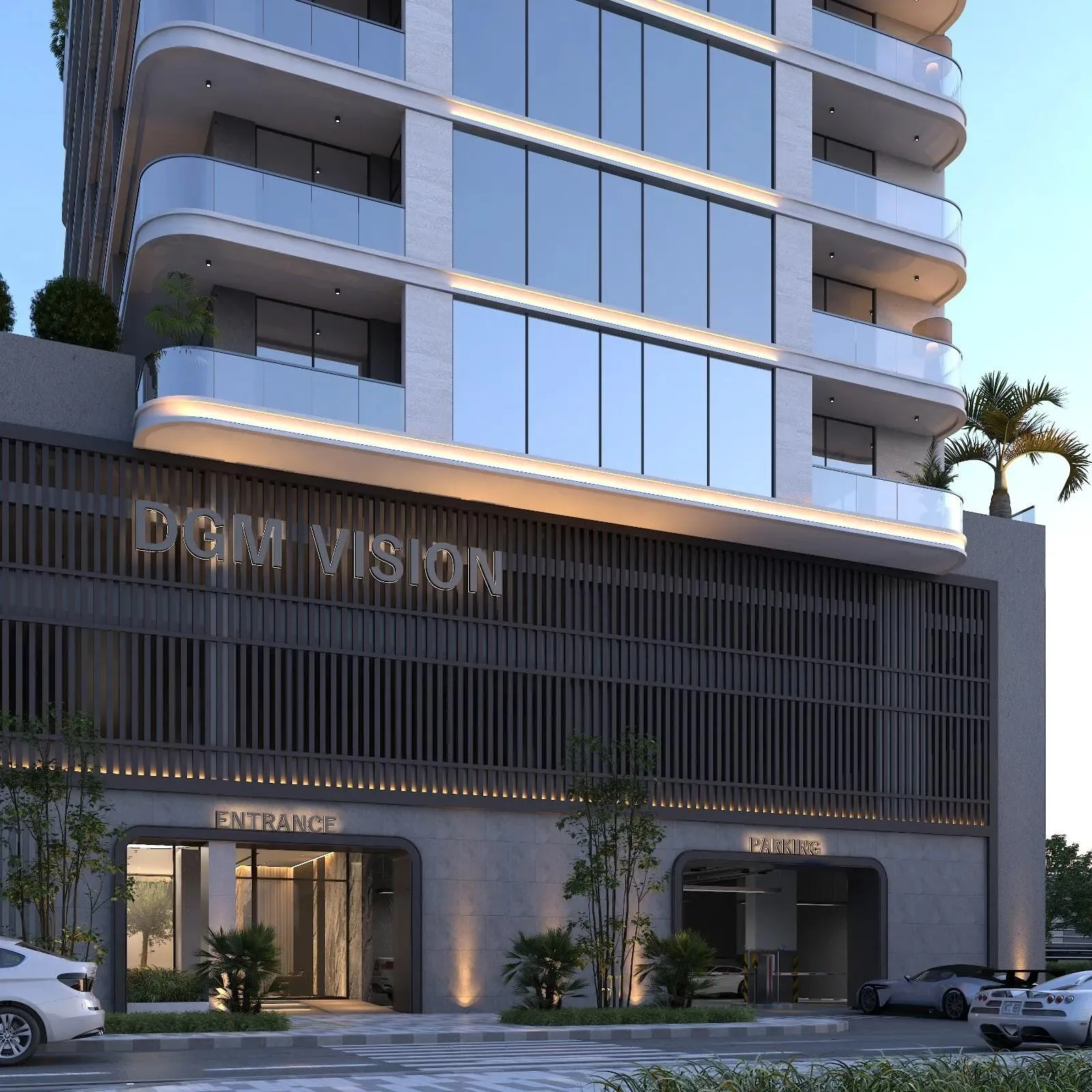Вход в лобби и въезд в паркинг DGM Vision