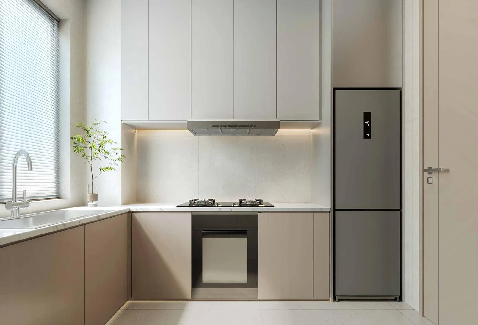 Кухня в квартире Dream Life Residence с матовыми фасадами без ручек