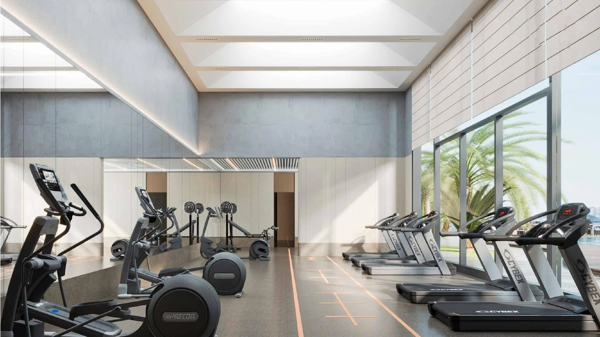Спортзал Dream Life Residence с окнами в пол