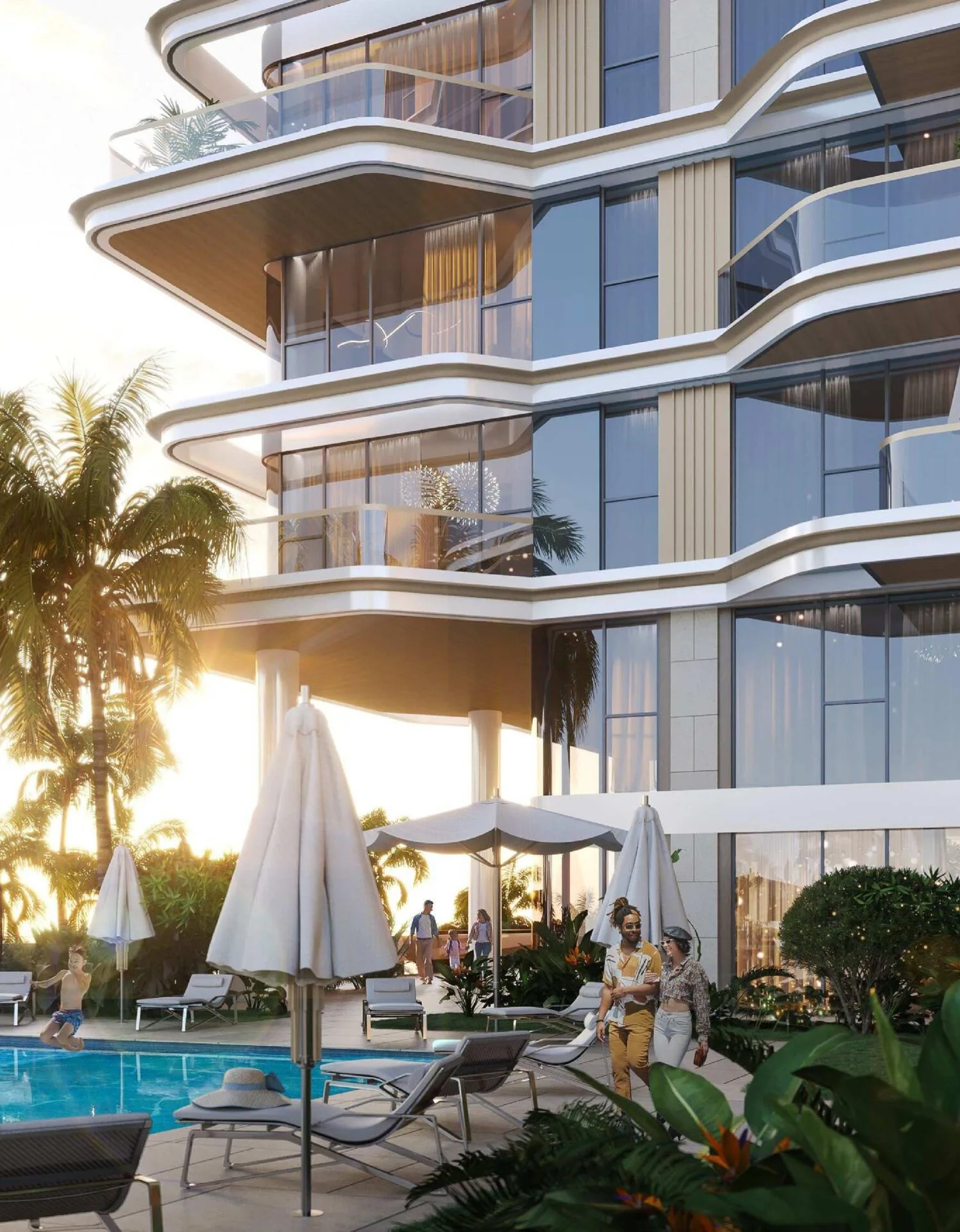 Бассейн у башни Edgewater Residences