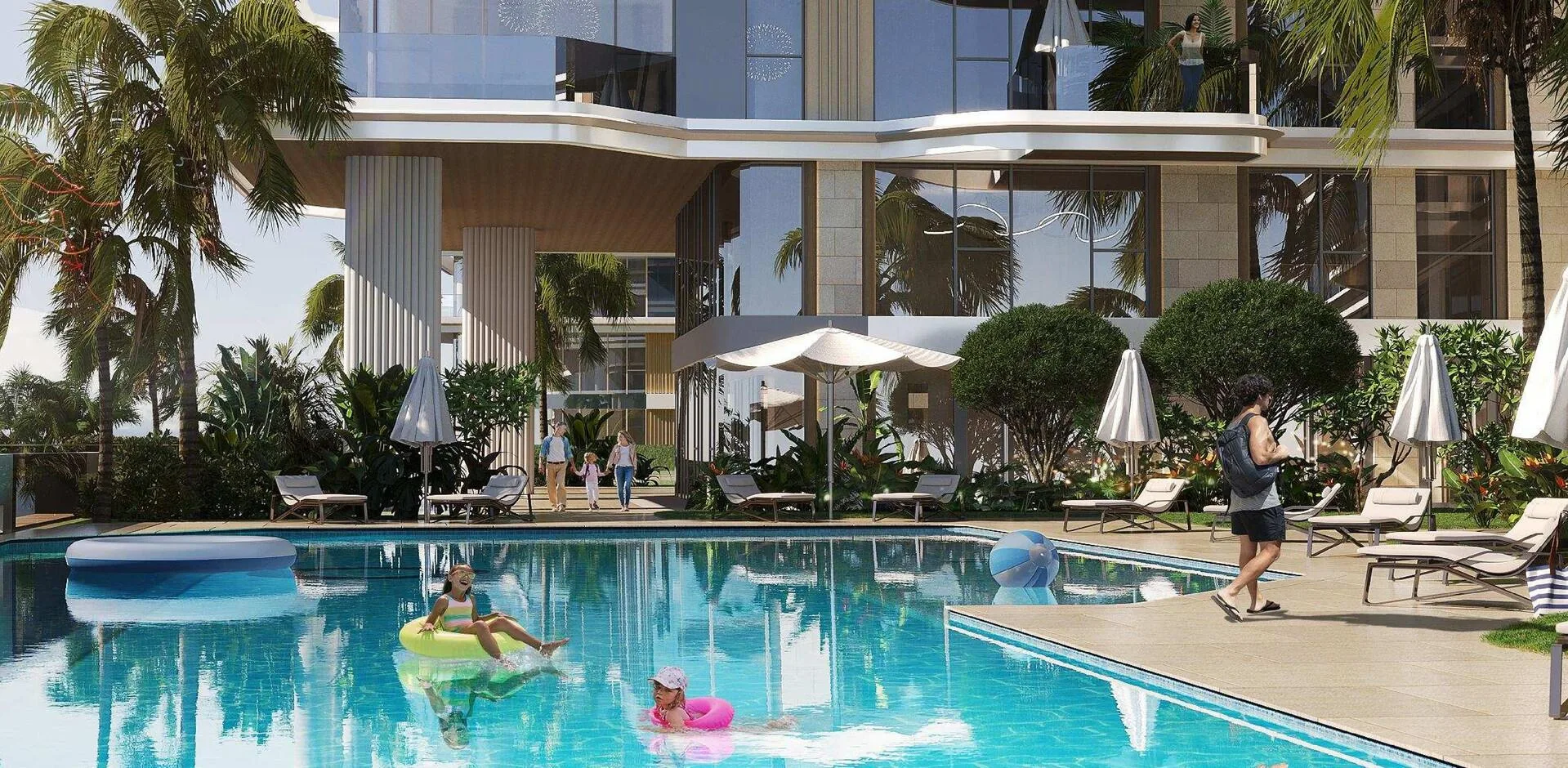 Бассейн во дворе Edgewater Residences