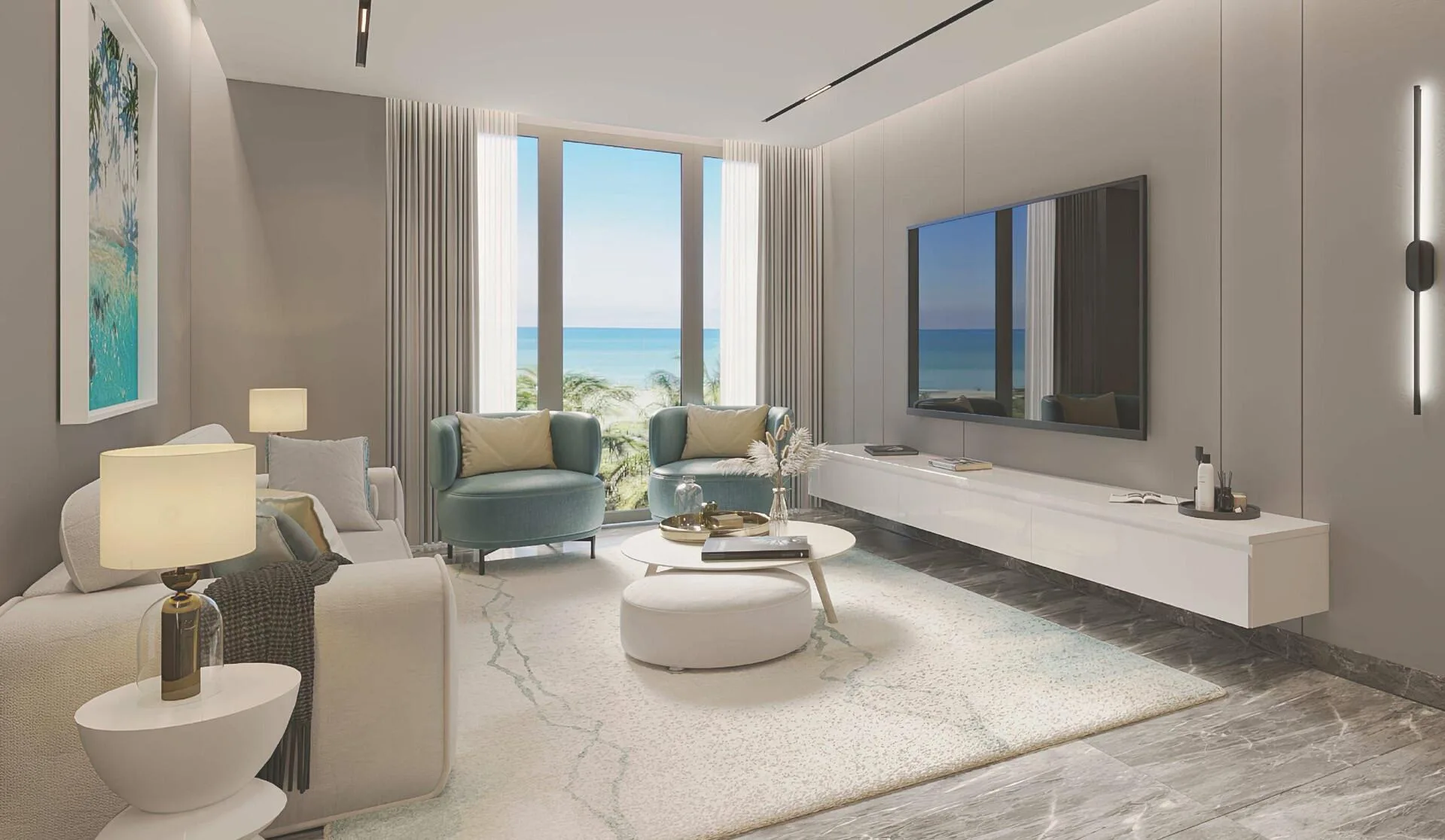 Гостиная в квартире Edgewater Residences