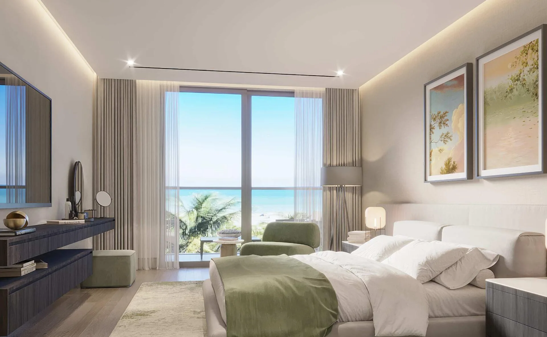 Спальня в Edgewater Residences с видом на море