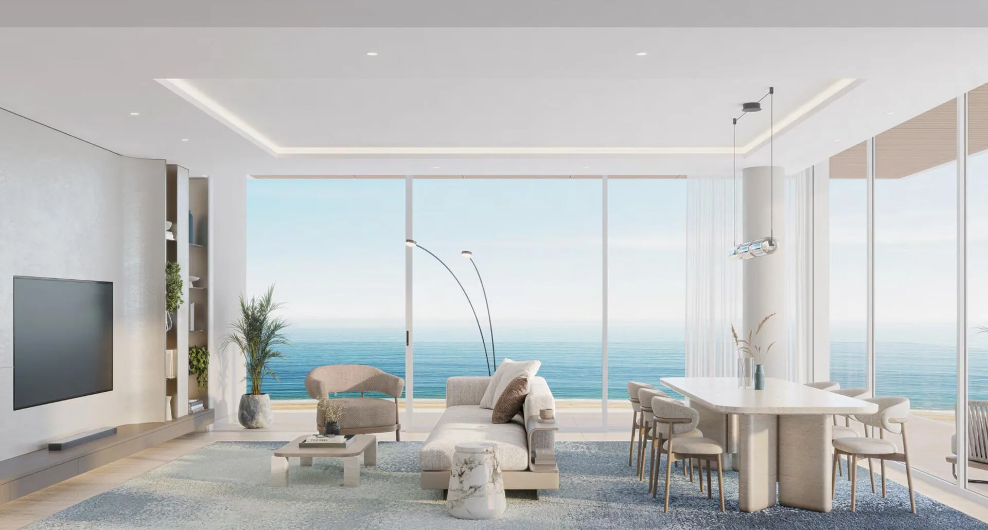 Гостиная в квартире Ellington Sands с окнами на море