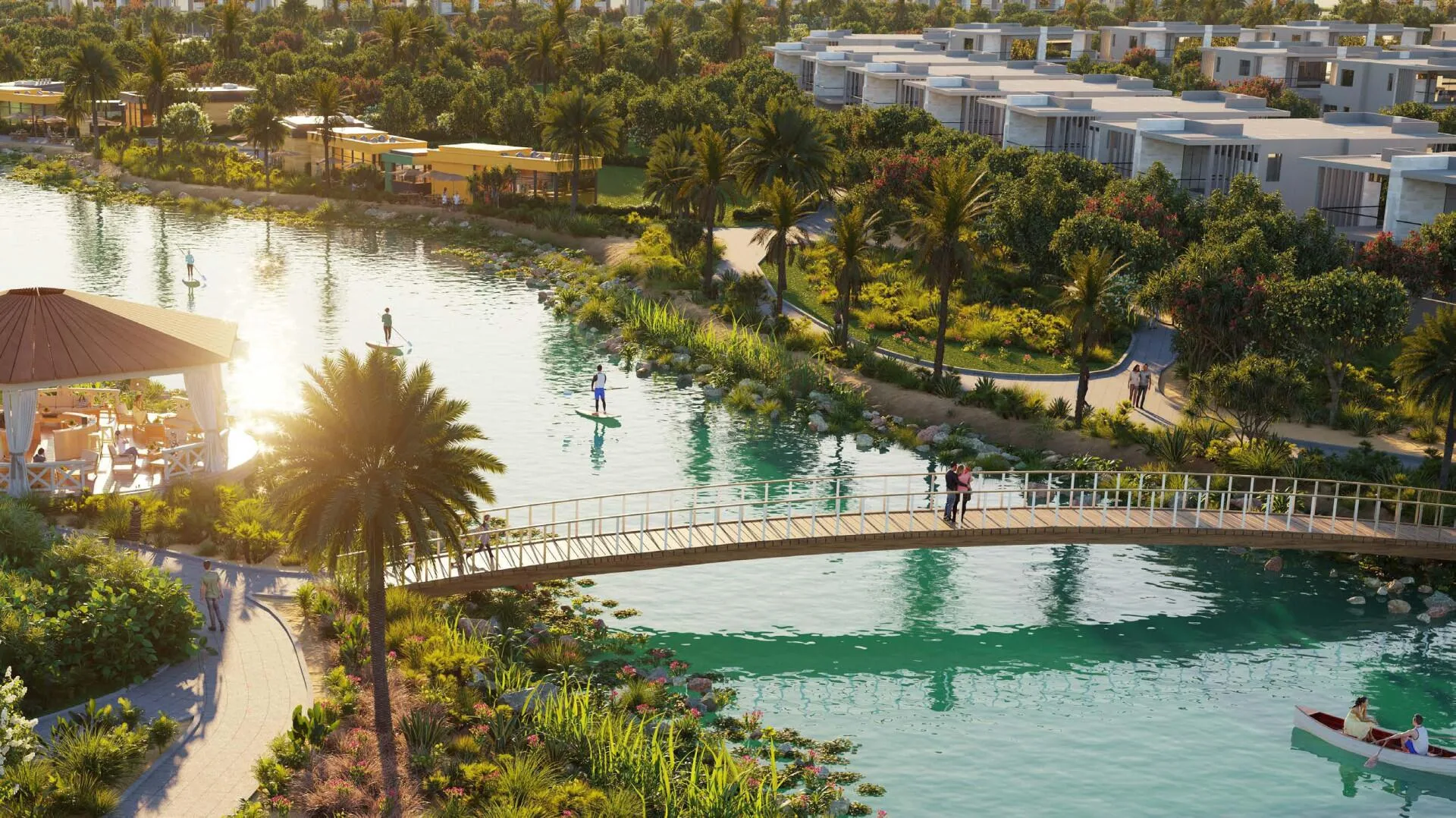 Озеро и мост в DAMAC Hills 2