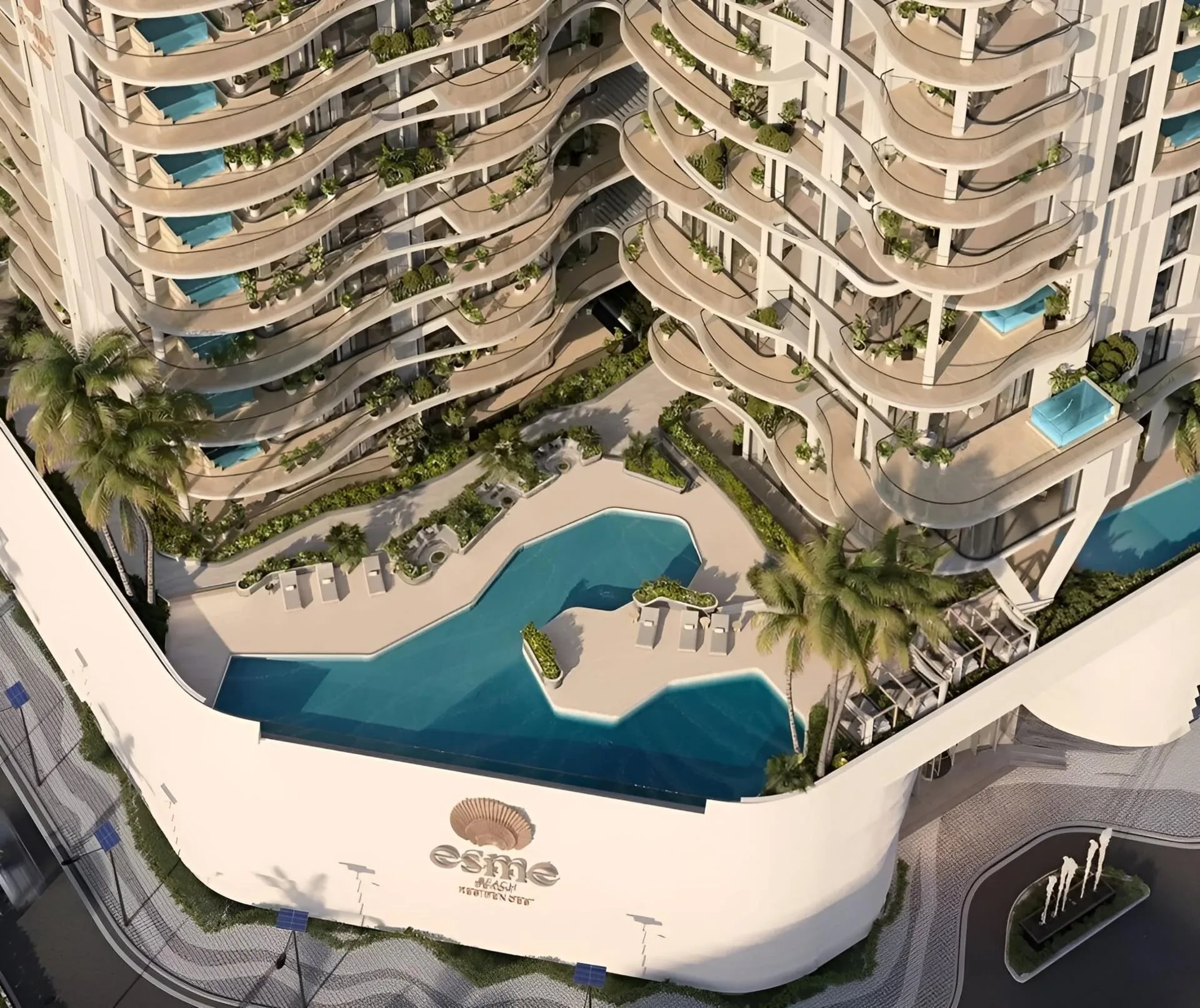 Подиум Esmé Beach Residences с бассейном среди зелени