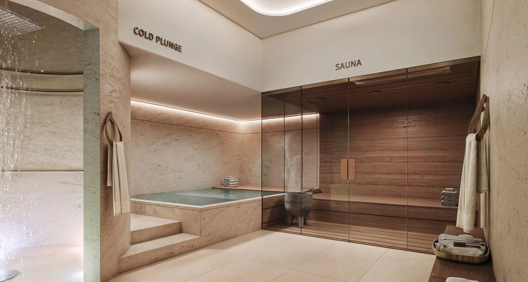 Сауна и холодная купель в Esmé Beach Residences
