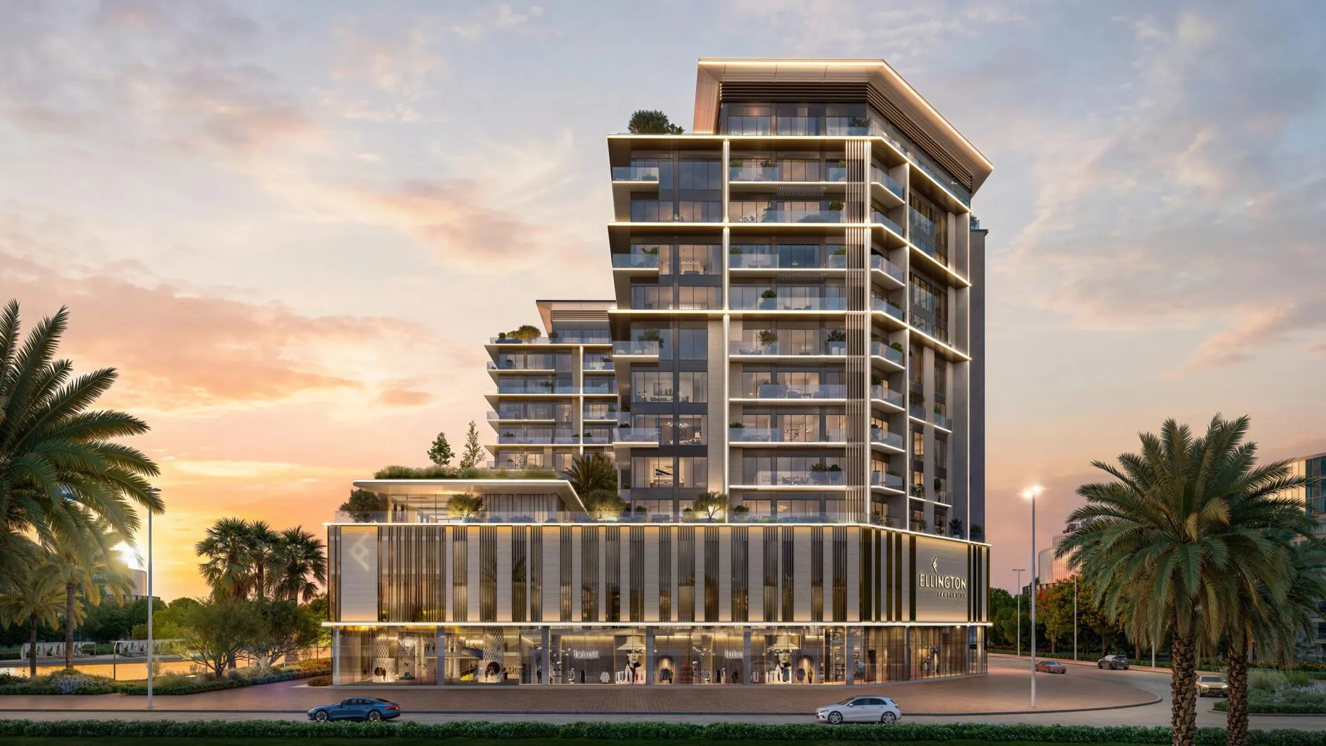 Everly Place на закате, вид с дороги