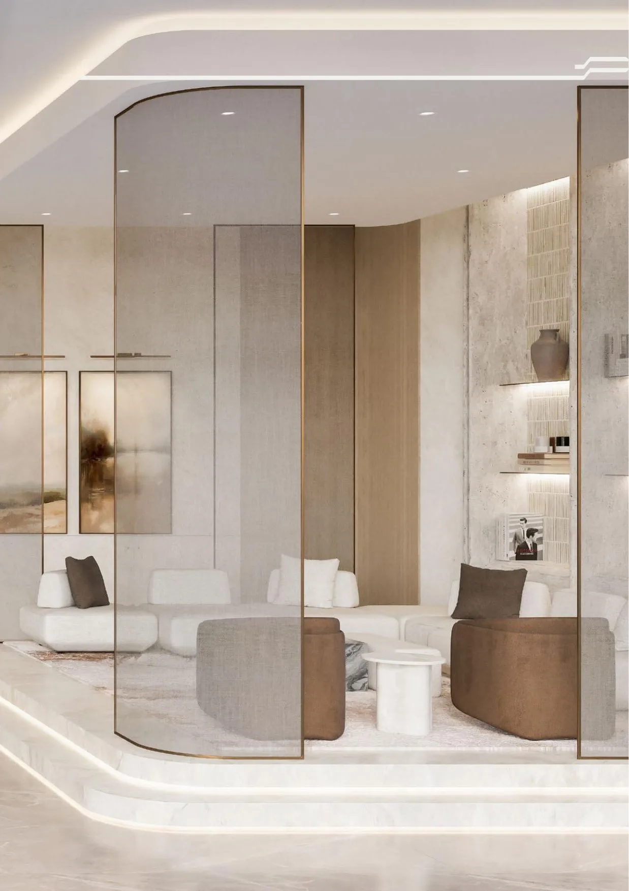 Лаунж в лобби Everly Place за стеклянными перегородками