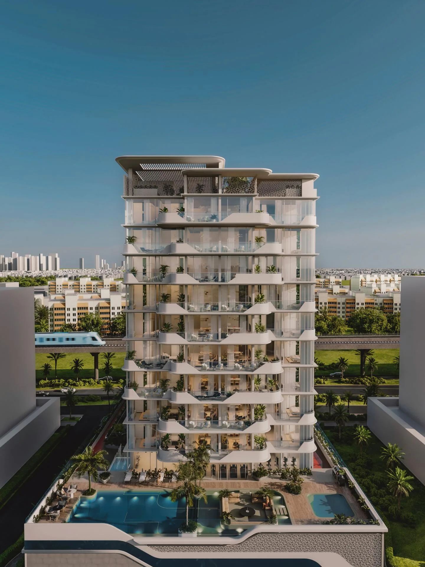Evora Residences и поезд метро рядом с домом