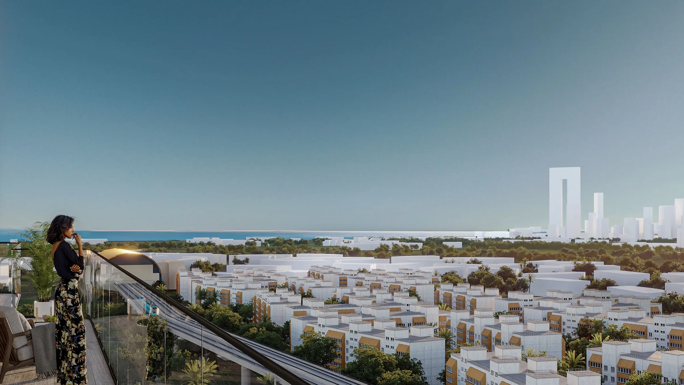 Вид с террасы Evora Residences на Al Furjan