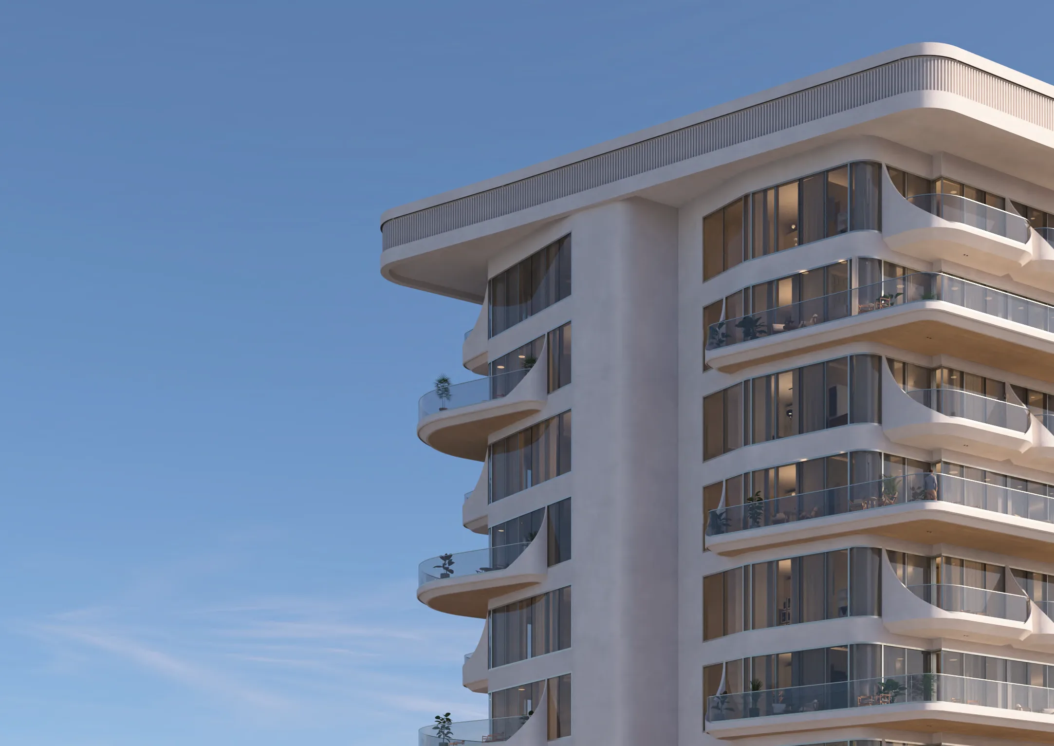 Изогнутые балконы на фасаде Fortune Bay Residences