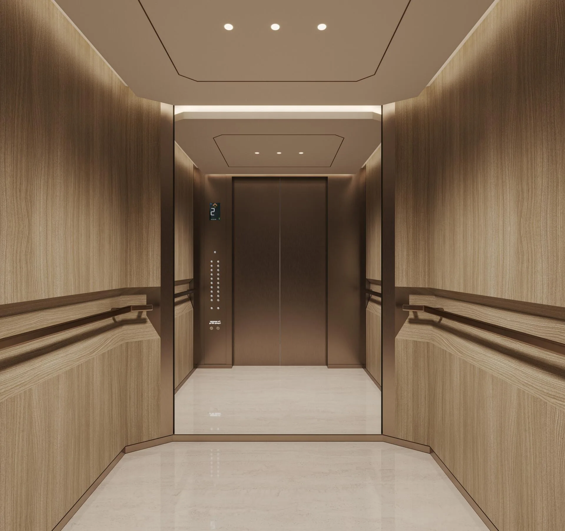 Лифтовой холл Fortune Bay Residences в дереве