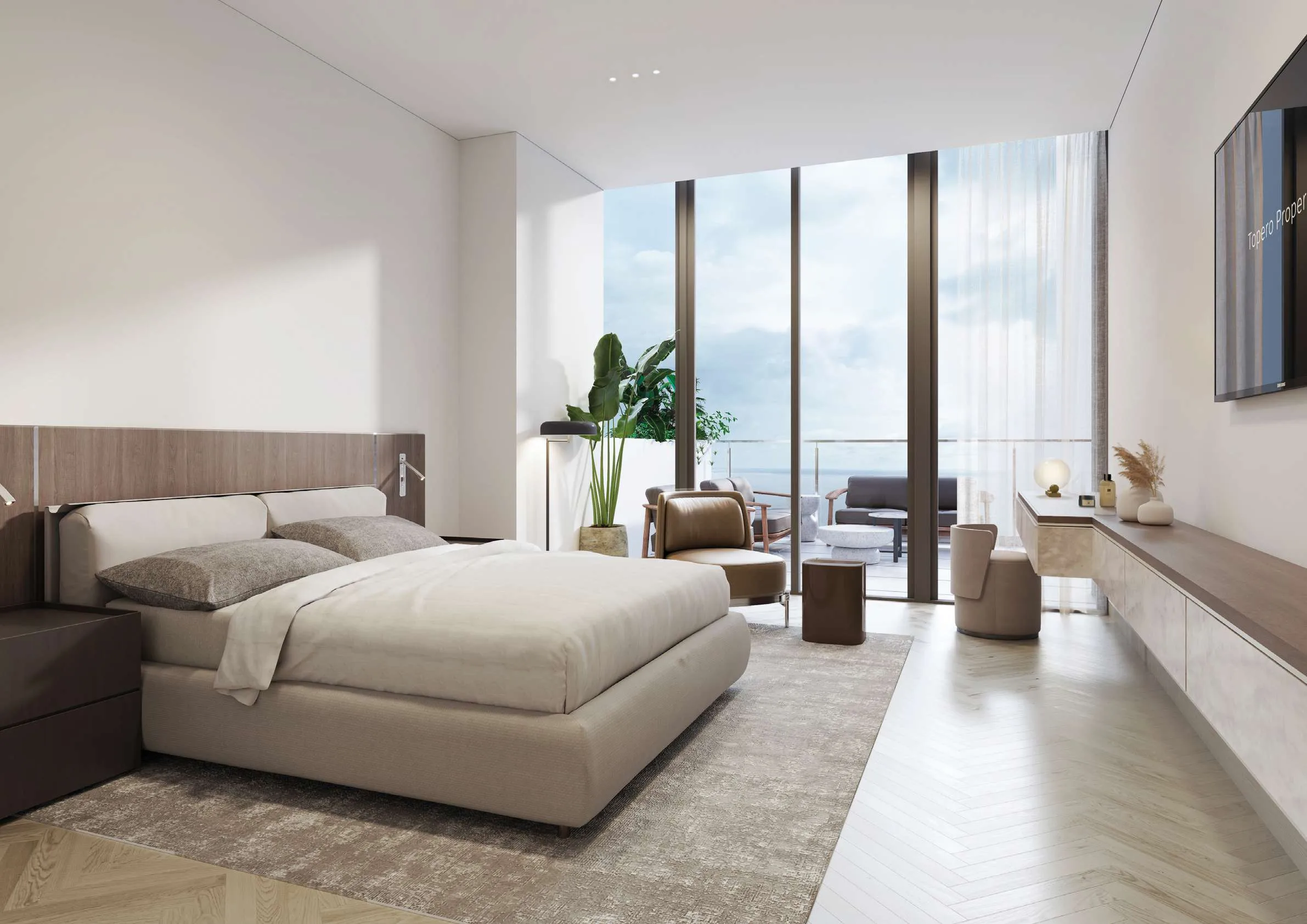 Спальня в квартире Fortune Bay Residences с видом на море