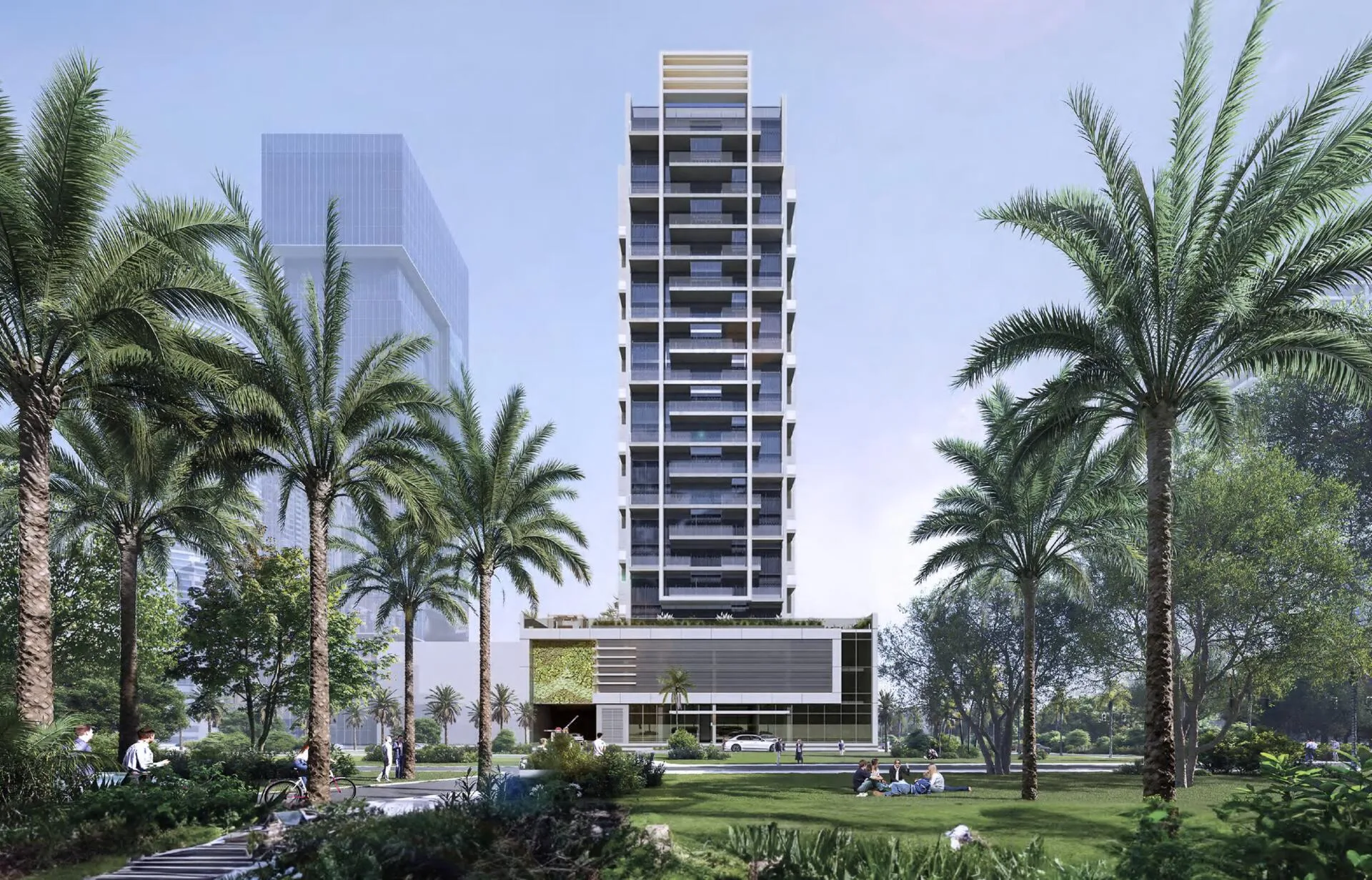 Башня Future Residence среди пальм