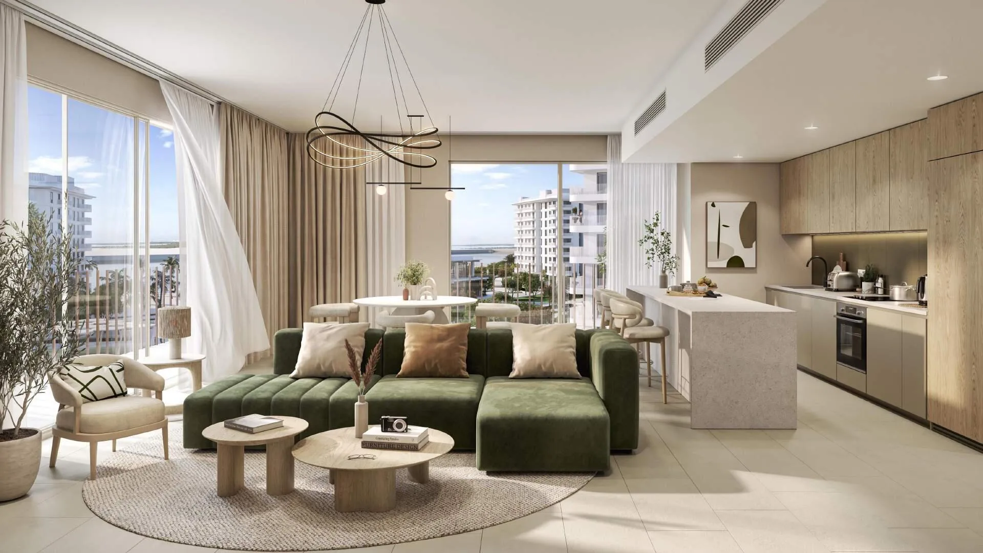 Гостиная с растениями в квартире Gardenia Bay