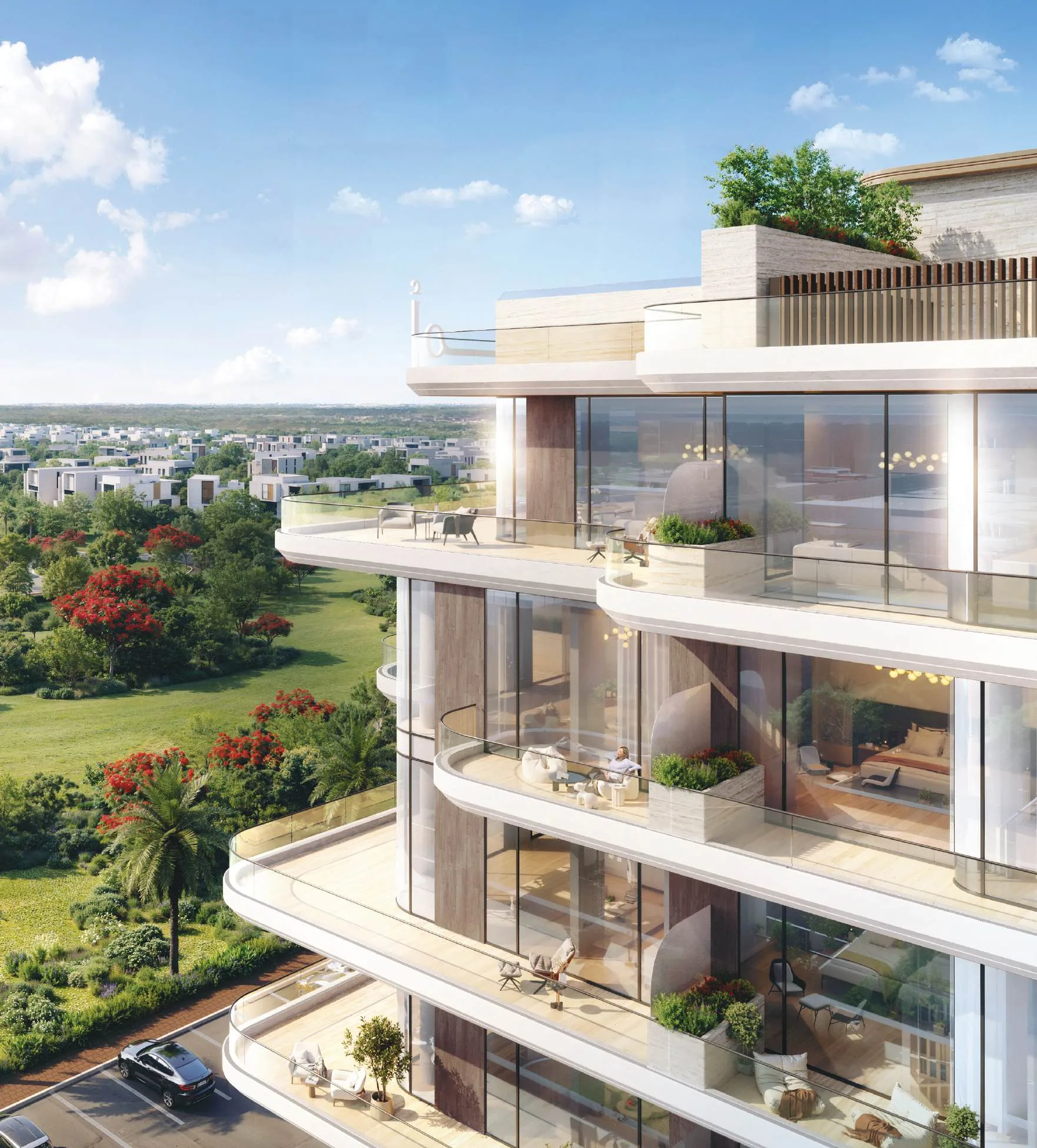 Скруглённые балконы Gate Eleven с видом на зелень