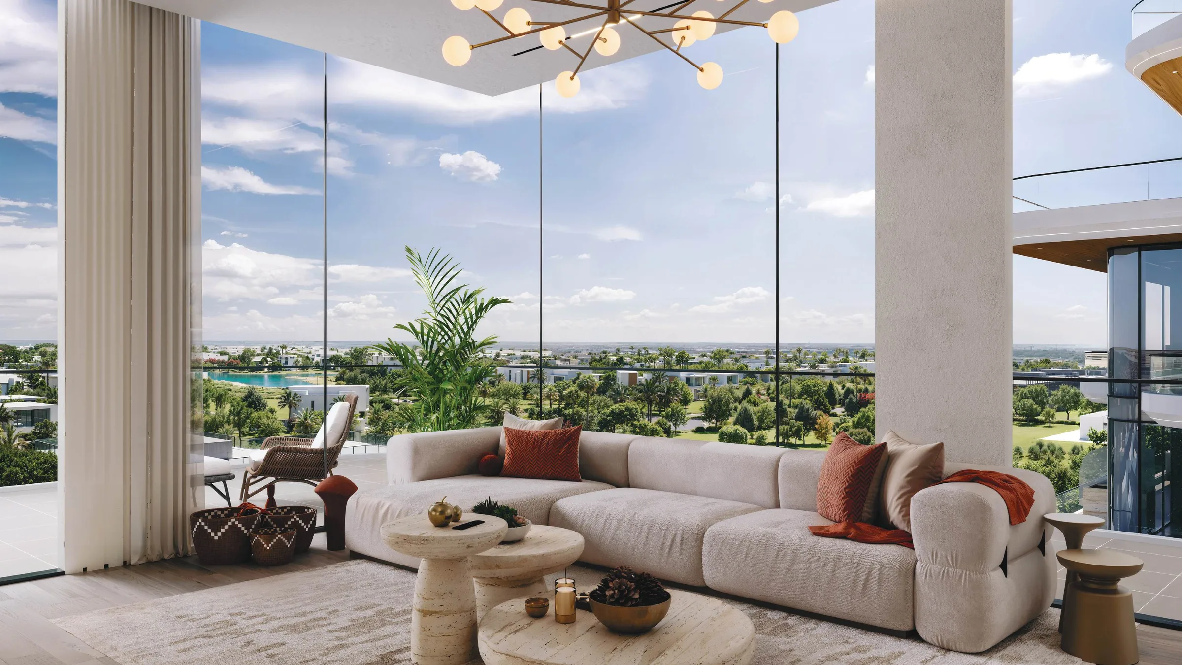 Гостиная Gate Eleven с видом на зелень и лагуну