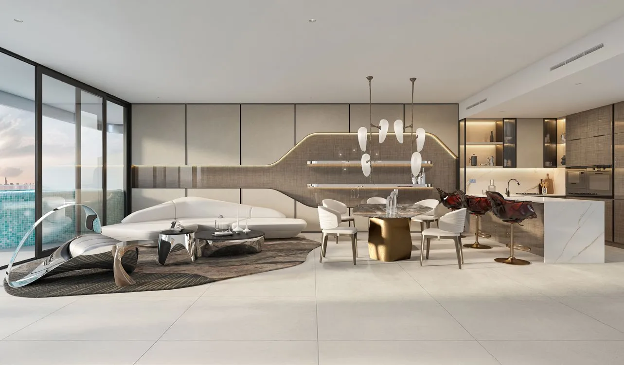 Гостиная с кухней в квартире Hadley Heights 2