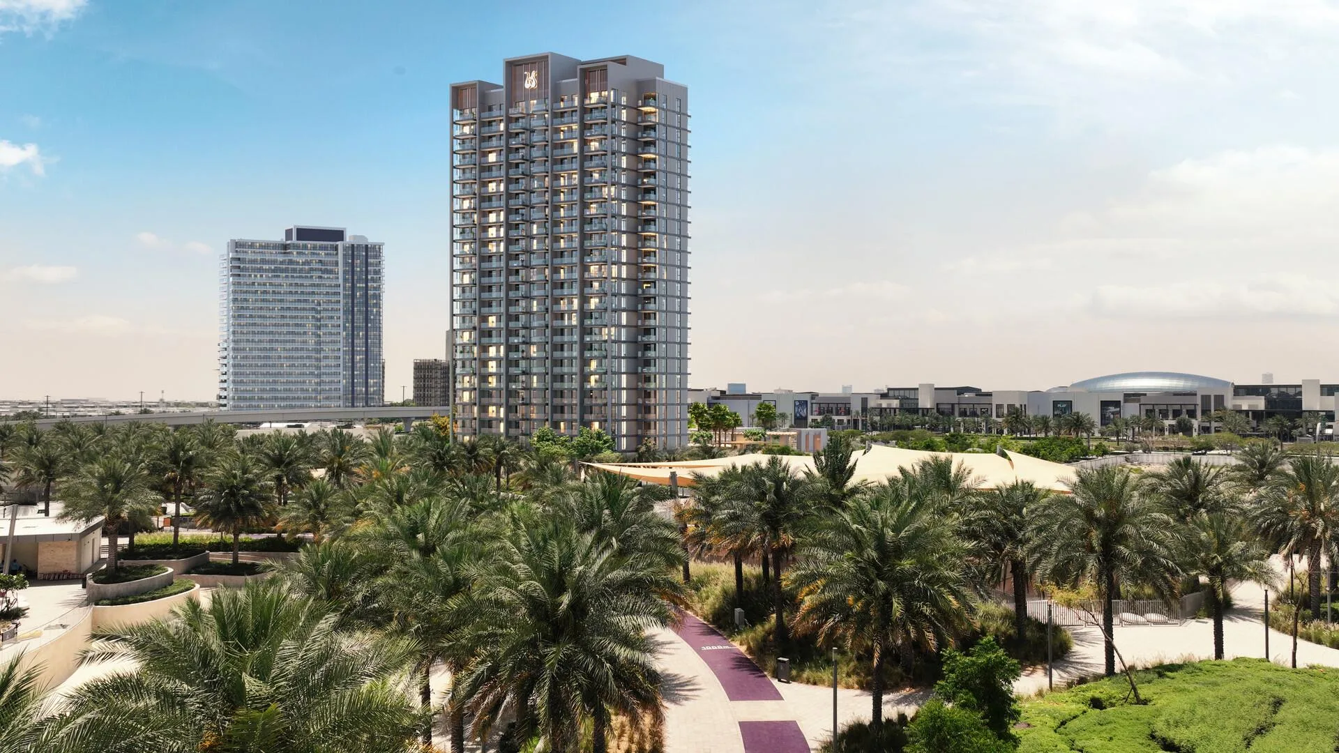 Башня Hyde Residences среди пальм