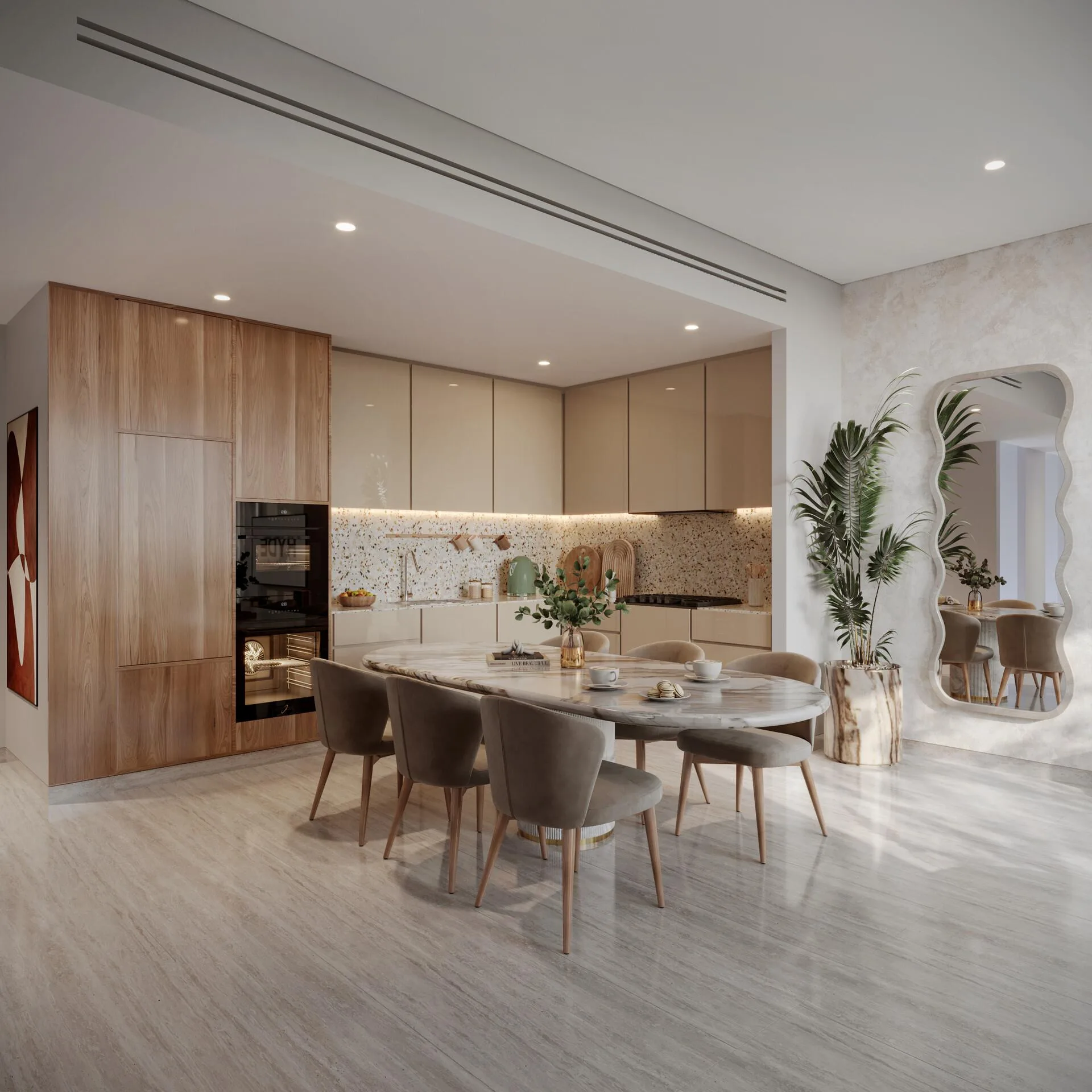 Кухня с дубовыми фасадами в Hyde Residences