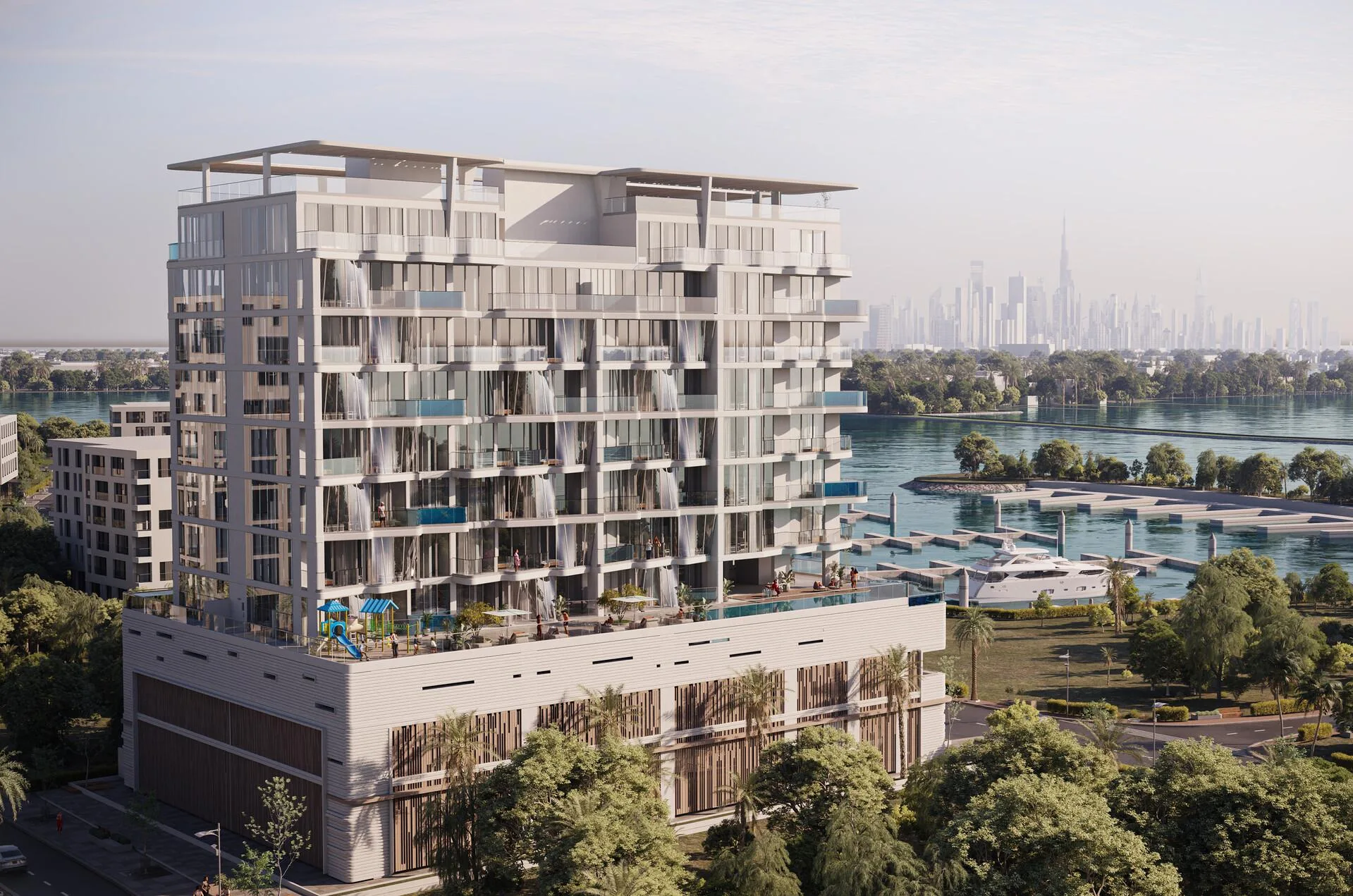Дом Iluka Residences с балконами-бассейнами над мариной