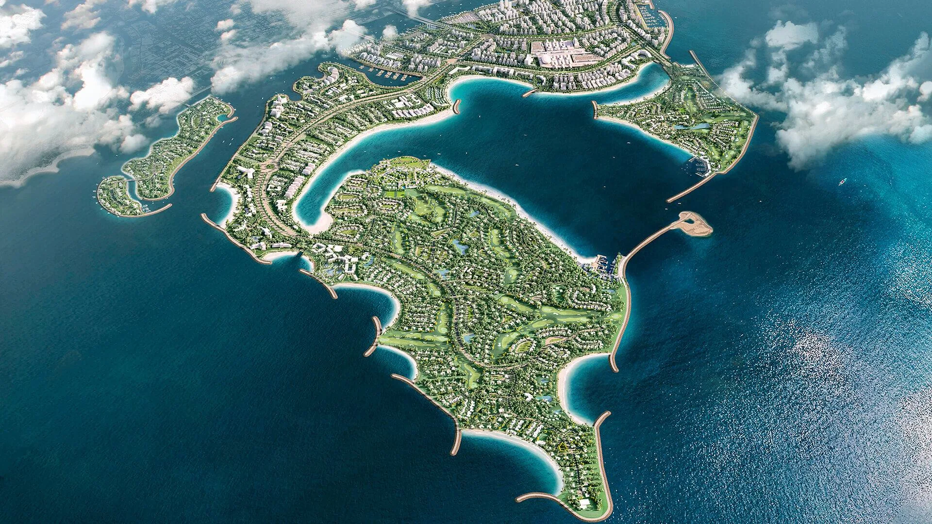 Dubai Islands с высоты: острова, пляжи и марины