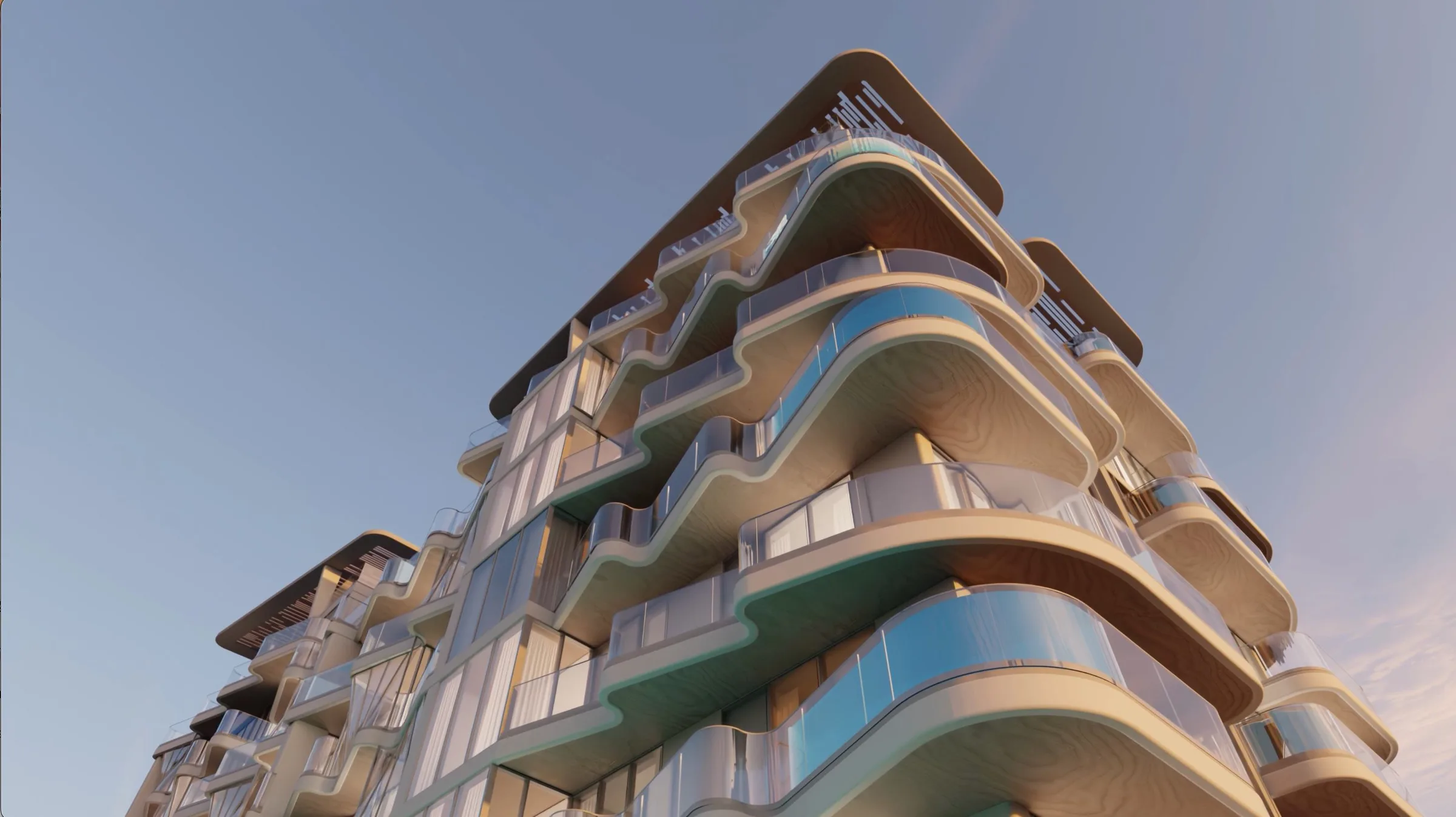Изогнутые балконы Iluka Residences, похожие на волну