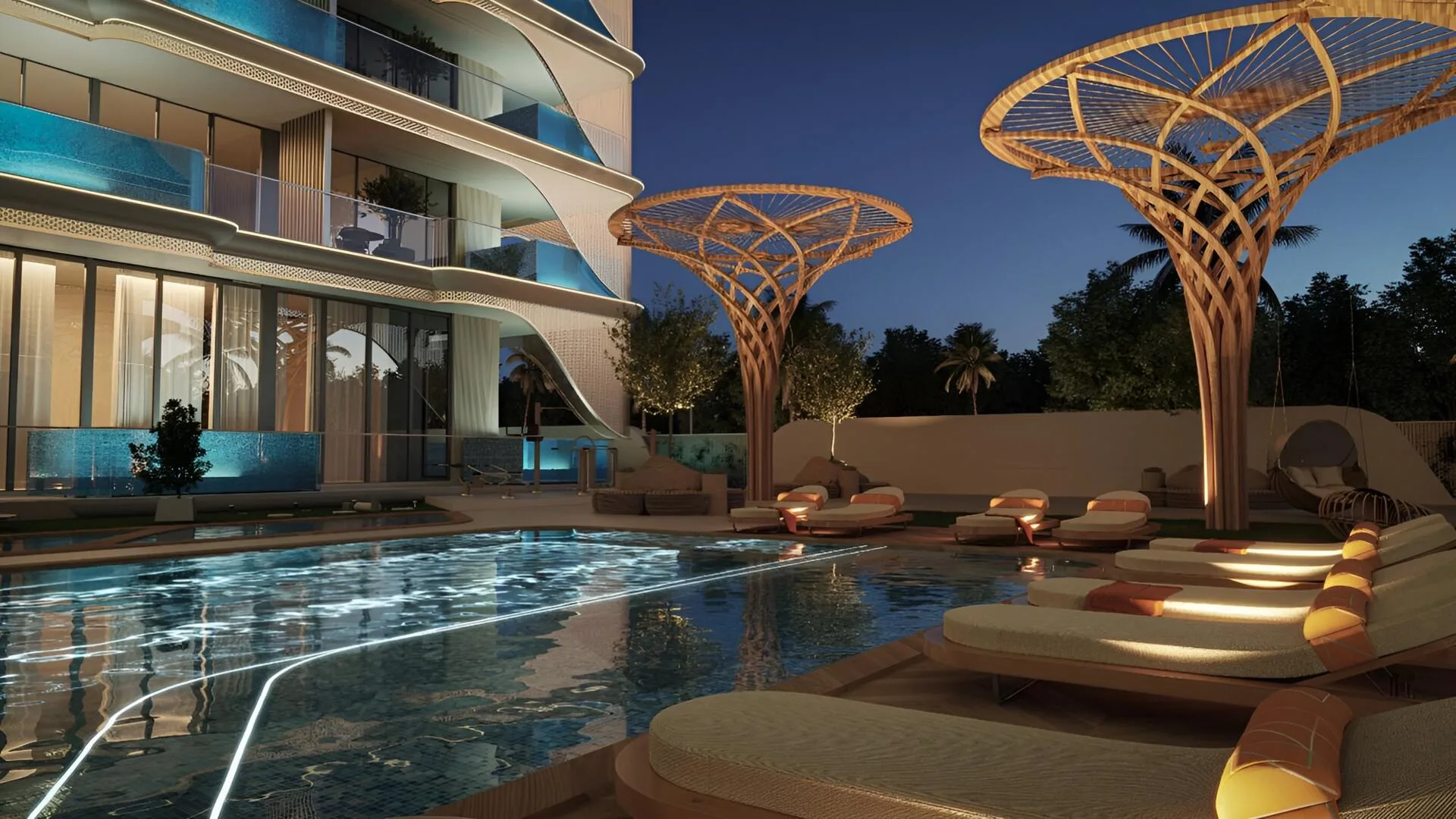 Бассейн Samana Imperial Garden вечером
