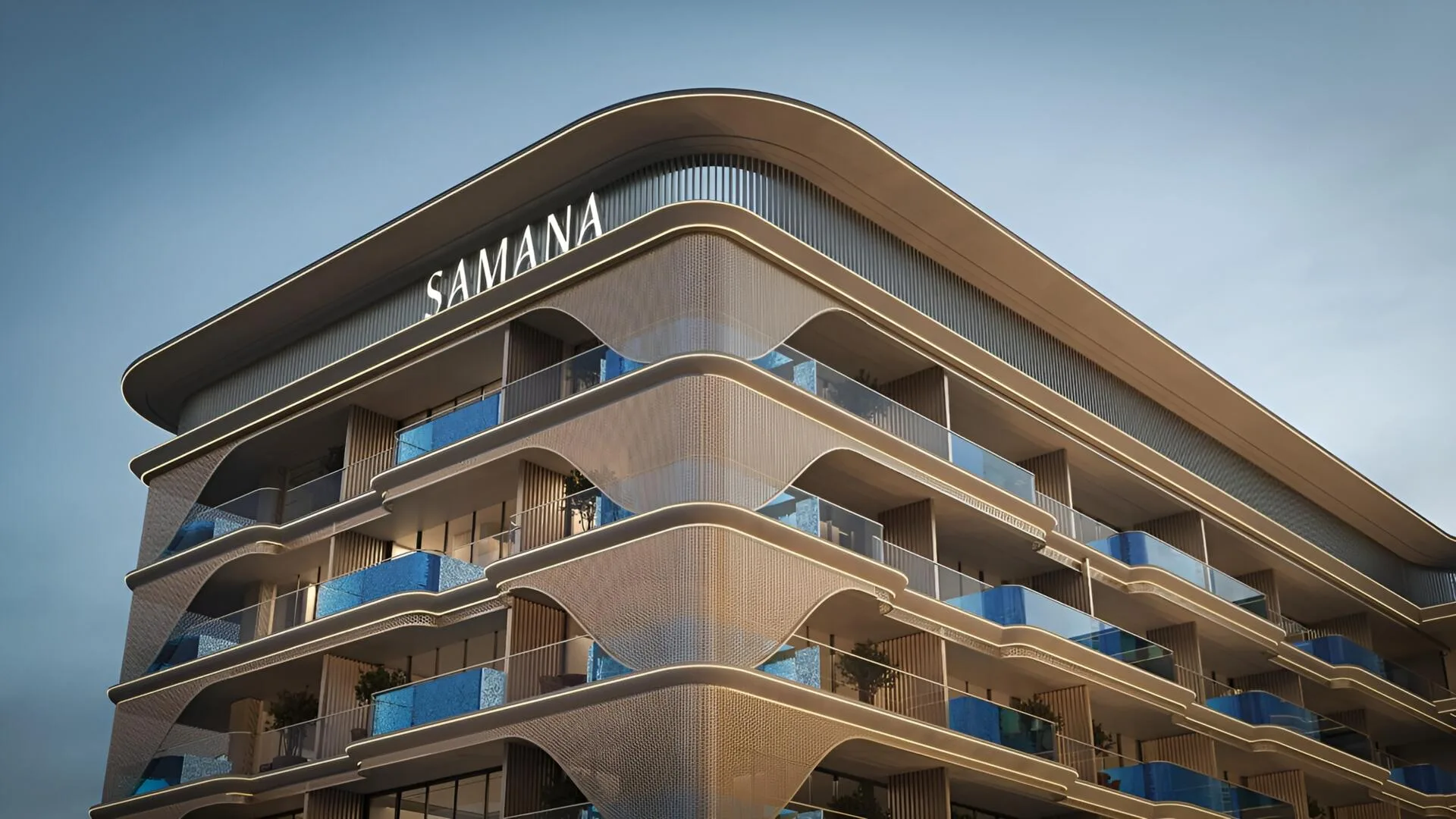 Угол фасада Samana Imperial Garden: изогнутые балконы